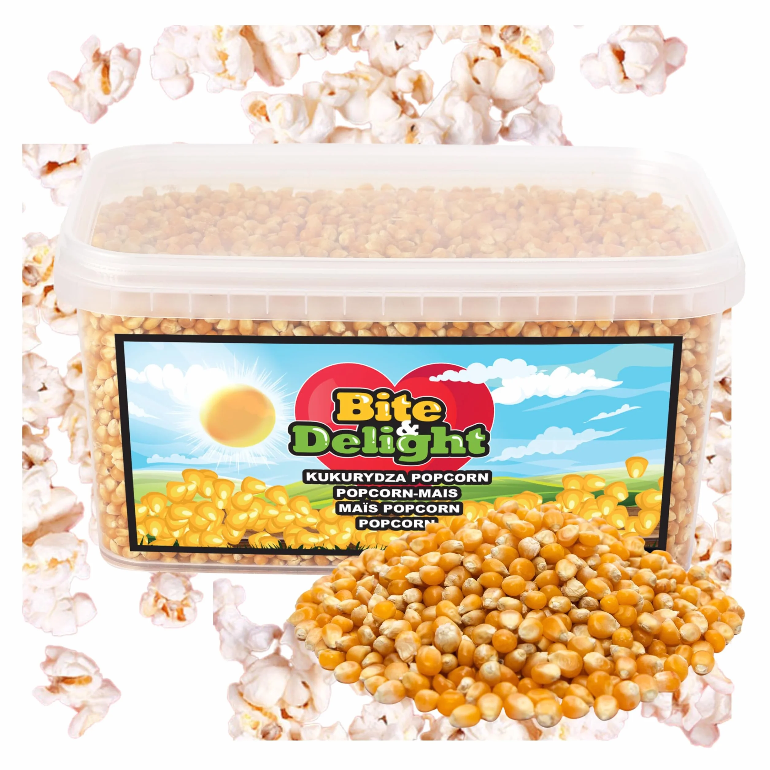 Bite & Delight KUKURYDZA POPCORN do prażenia Bez dodatków 99,9% OTWARTYCH ZIAREN 2,5KG