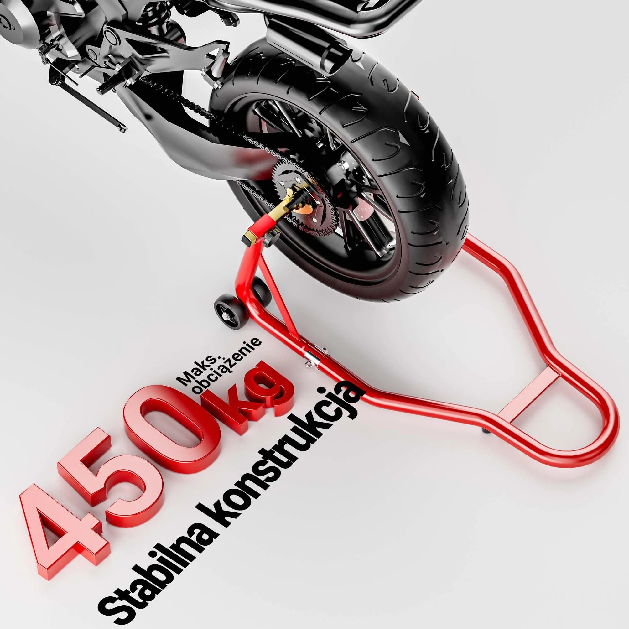 Wiltec Stojak na motocykl o wymiarach 370 x 325 mm do tylnego koła o szerokości 200-340 mm, stojak do serwisu koła motocyklu