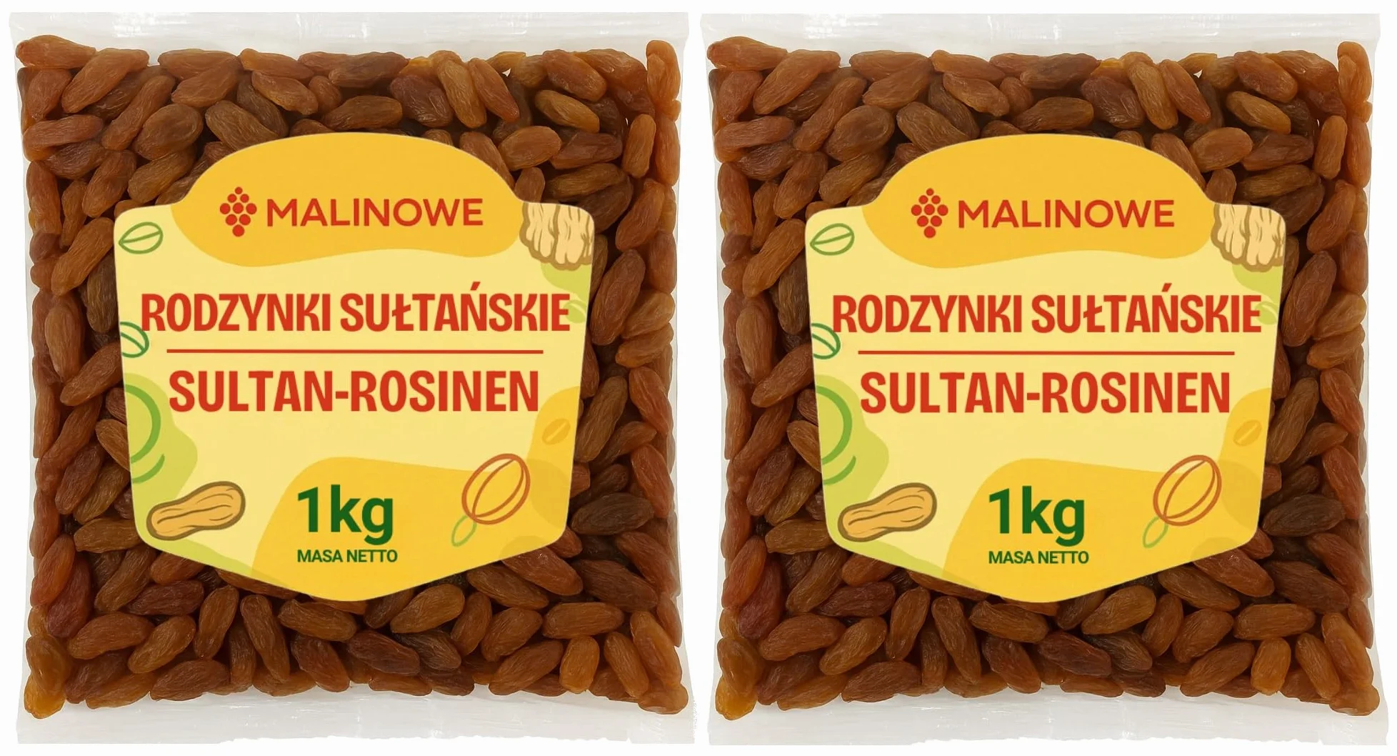 Malinowe RODZYNKI SUŁTAŃSKIE 2x1kg Zestaw Super Jakość