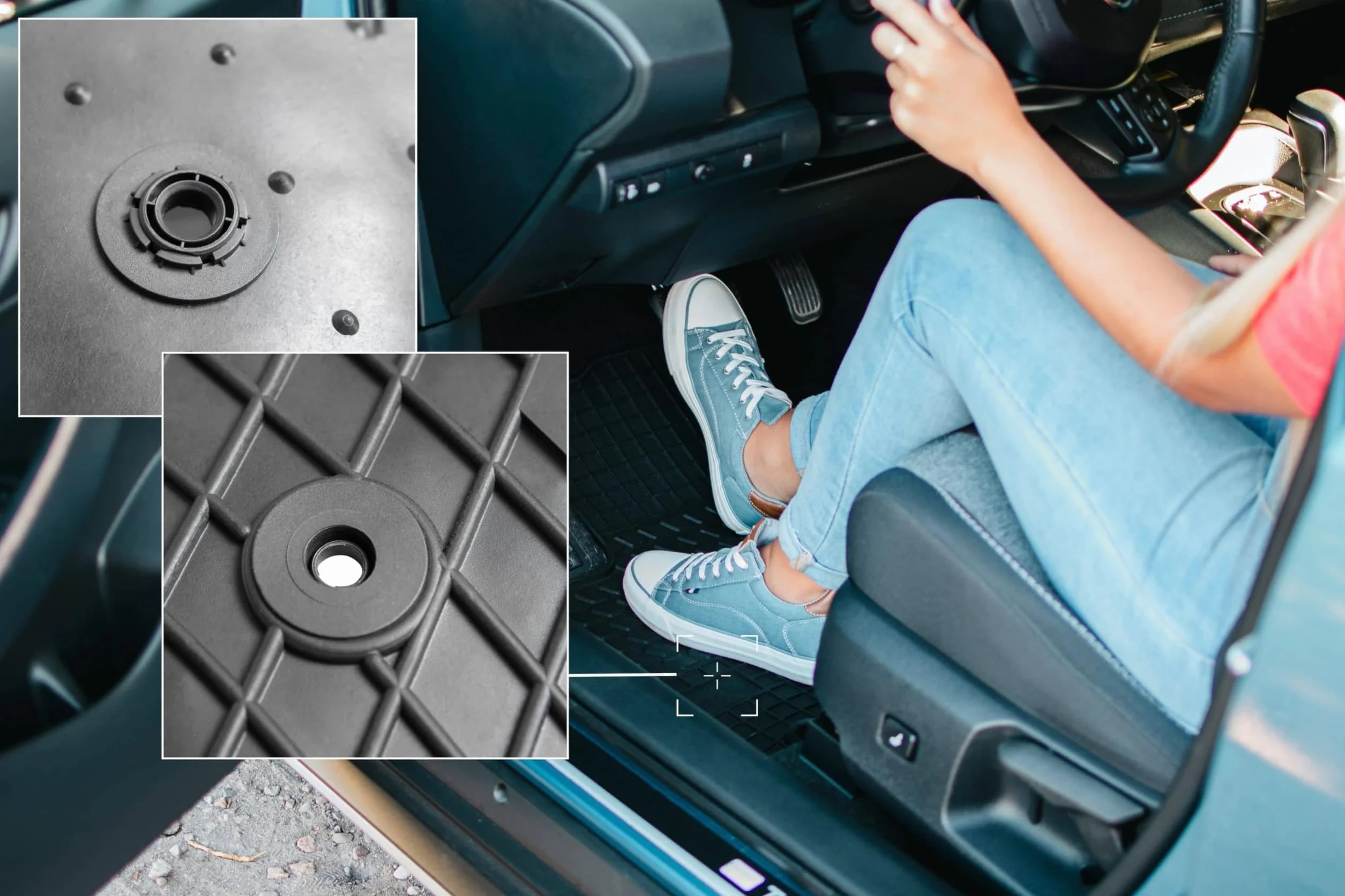 dywaniki gumowe przednie kompatybilne z Peugeot 207 (od 2006 do 2012) - zestaw 2-sztuki czarne idealnie dopasowane dywaniki