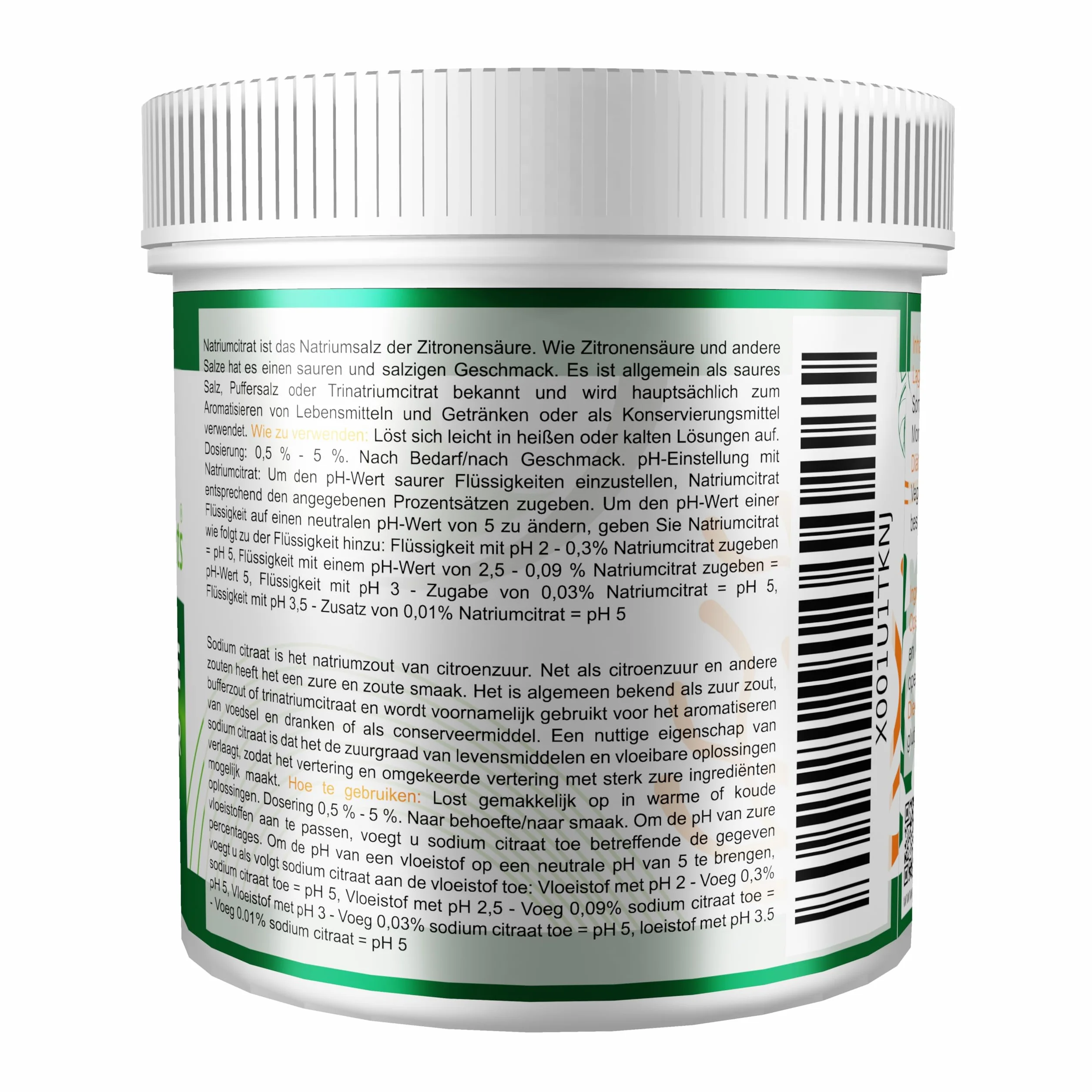 Special Ingredients Cytrynian sodu, 500 g, najwyższa jakość, wegański, bez GMO, bezglutenowy, pojemnik z możliwością recyklingu