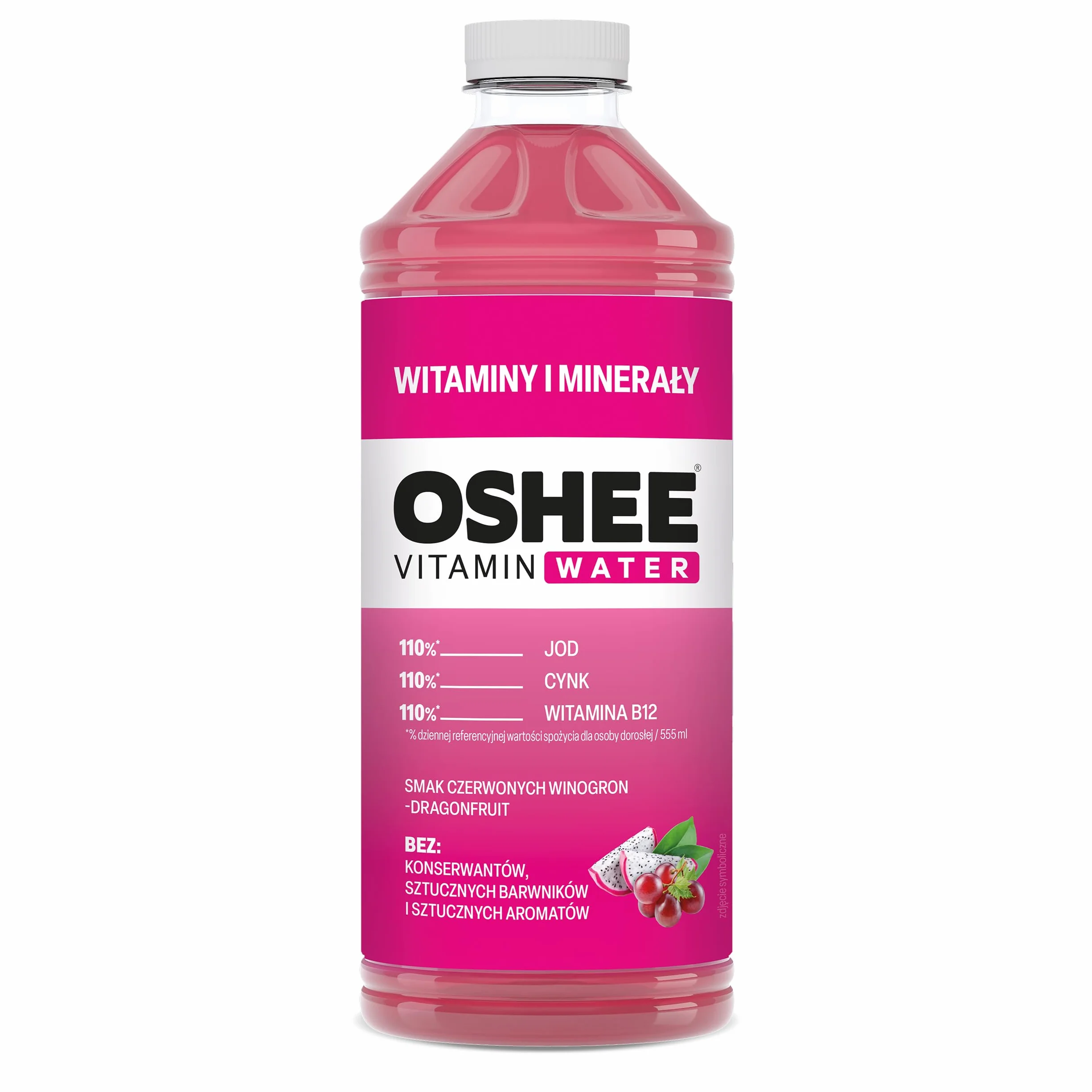 OSHEE Vitamin Water witaminy i minerały winogrona - dragonfruit 1100 ml