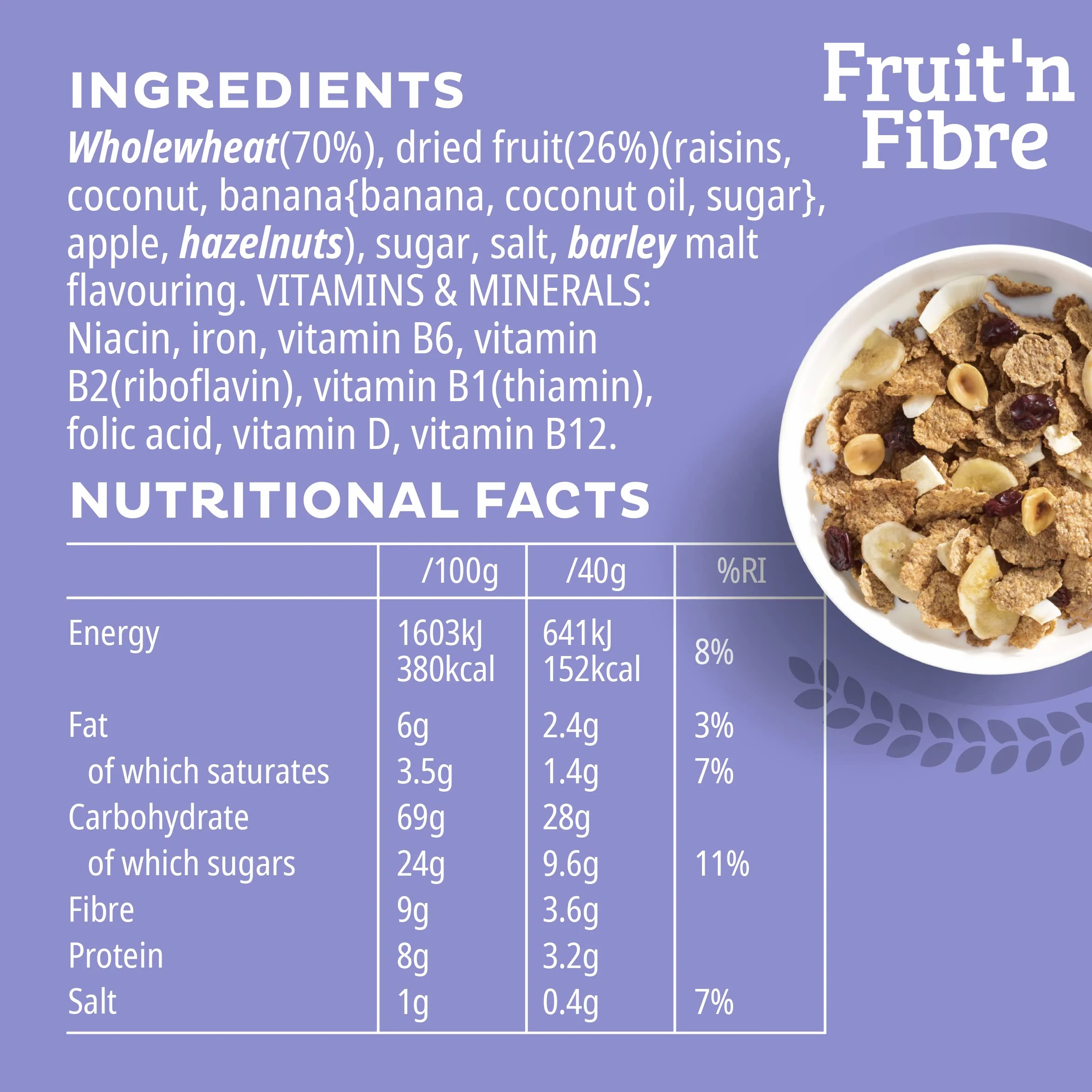 Kellogg's Fruit 'n Fibre śniadaniowe pudełko na płatki śniadaniowe, 700 g