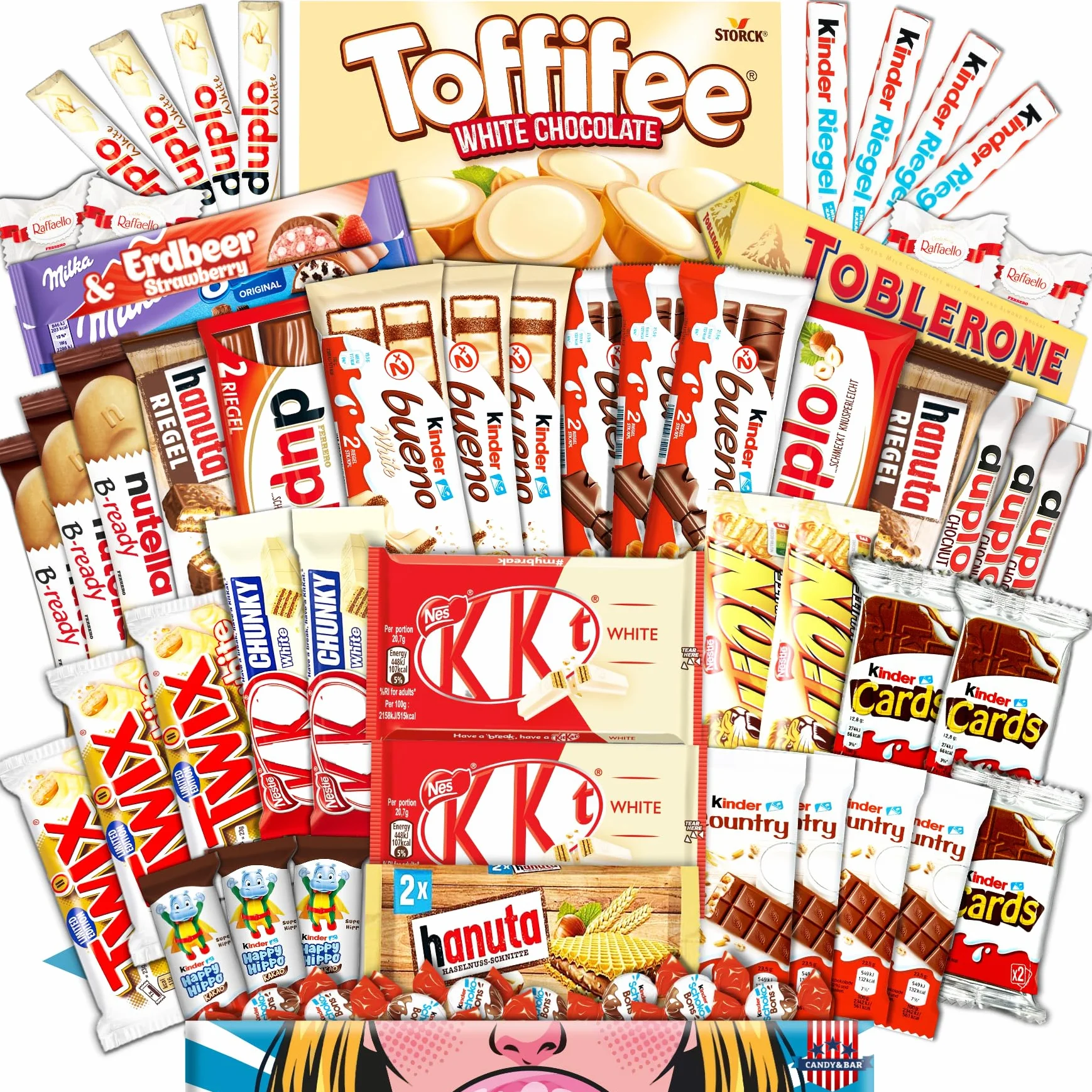 Pudełko czekoladek Candy & Bar XXL Ponad 60 sztuk Kinder Duplo Kitkat