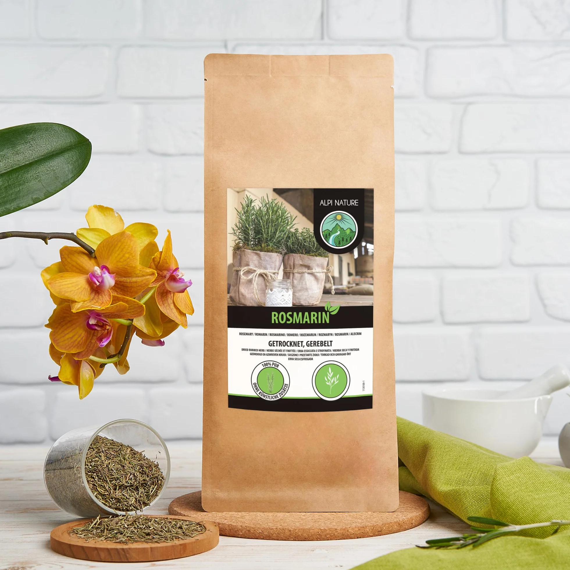 Alpi Nature Suszony Rozmaryn 250g, Suszone i Rozcierane Liście, Ziele Rozmarynu do Gotowania