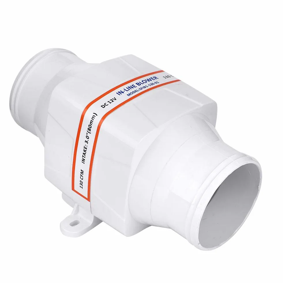 Wentylator kanałowy dmuchawy powietrza 7,6 cm, DC 12 V, cichy w linii, morski dmuchawa zęzowa, wyciszony, mocny ekstraktor, wentylator kanałowy do pięknych jachtów, budynków, przyczep kempingowych