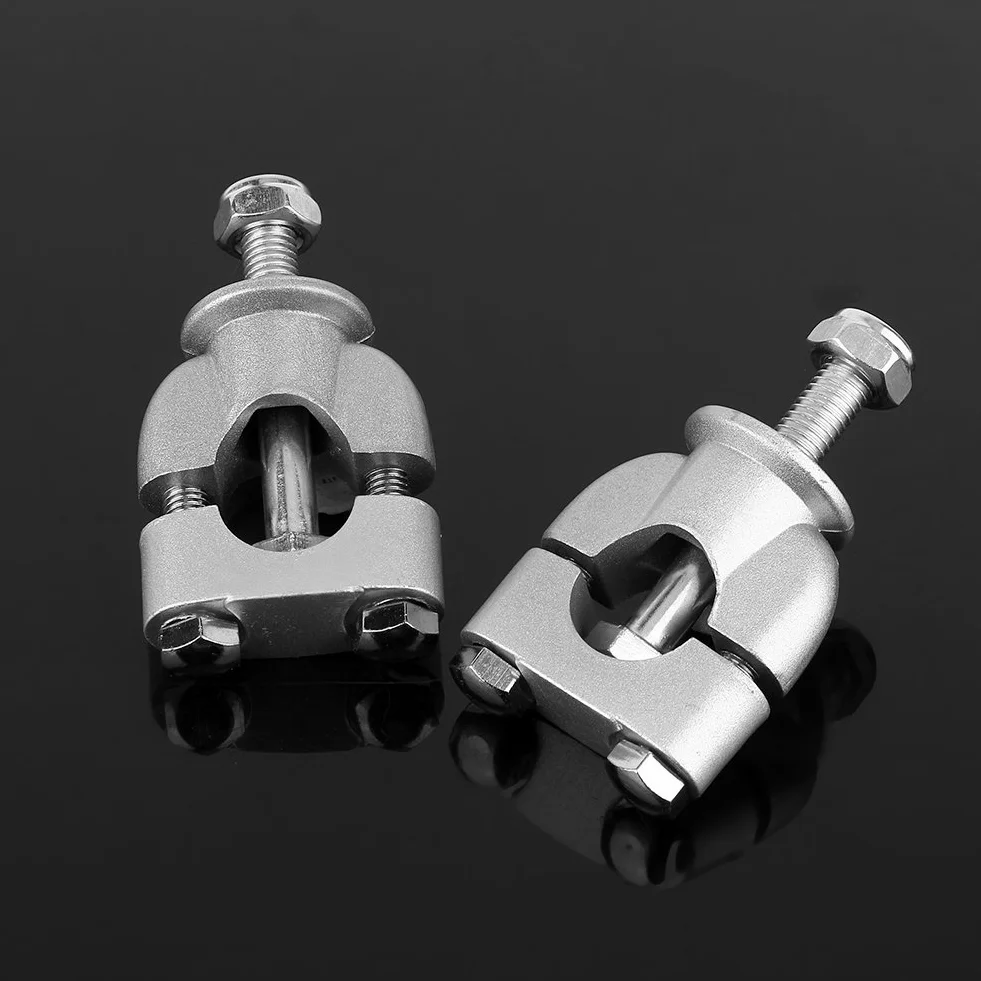 7/8 22 mm Zacisk do montażu na kierownicy, 2 szt./para uniwersalne srebrne podnóżki zaciskowe na kierownicę do motocykla Dirt Bike ATV uchwyt motocyklowy
