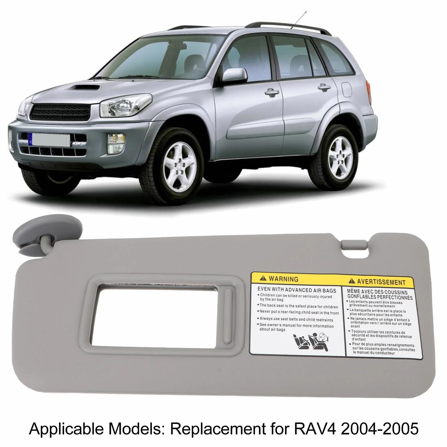 Auto Szara Lewa Osłona Przeciwsłoneczna Po Stronie Kierowcy dla RAV4 2004 do 2005, 74320 42420 B0 Osłona Przeciwsłoneczna z Lusterkiem do Makijażu do Samochodu RAV4 2004 do 2005