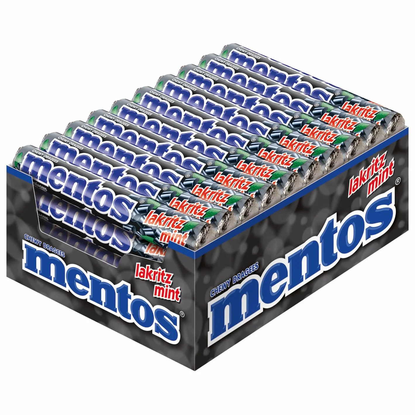 Mentos lukrecja miętowa, 40 rolek drażetek, lukrecji i smaku mięty, wielopak cukierków do żucia