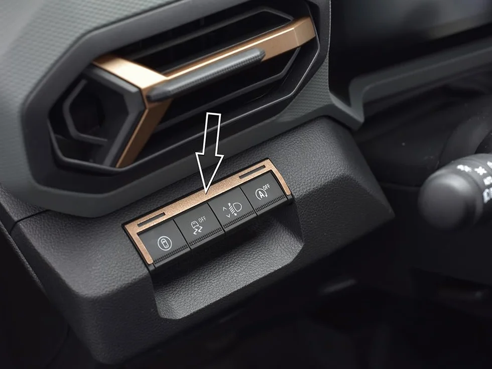 Stalowa osłona do 2024 Dacia.Duster III 3 (P1310) | Dekoracja przełączników (podświetlane 2 przyciski) - styl COPPER-BROWN | 1 sztuka Essential Expression Journey Extreme DUSTER akcesoria tuningowe