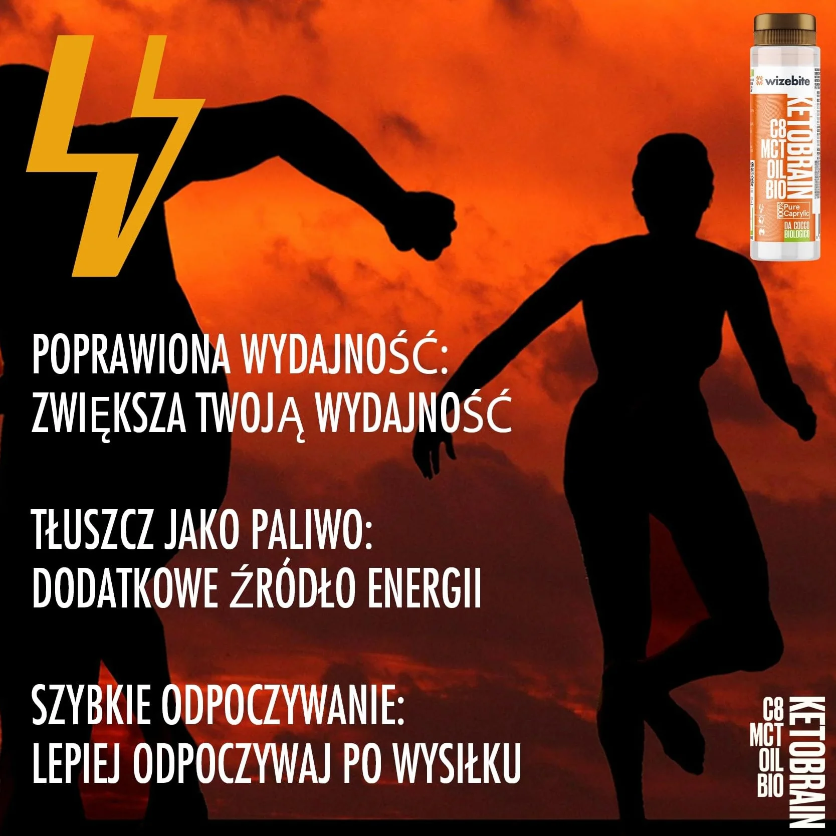 WIZEBITE - Organiczny Czysty Olej MCT C8 Squeeze KetoBrain | 250ml | 100% Kwas Kaprylowy z Oleju Kokosowego | Energia dla Umysłu, Wsparcie dla Diety Keto, Paleo i Metabolizmu Tłuszczu, Bulletproof