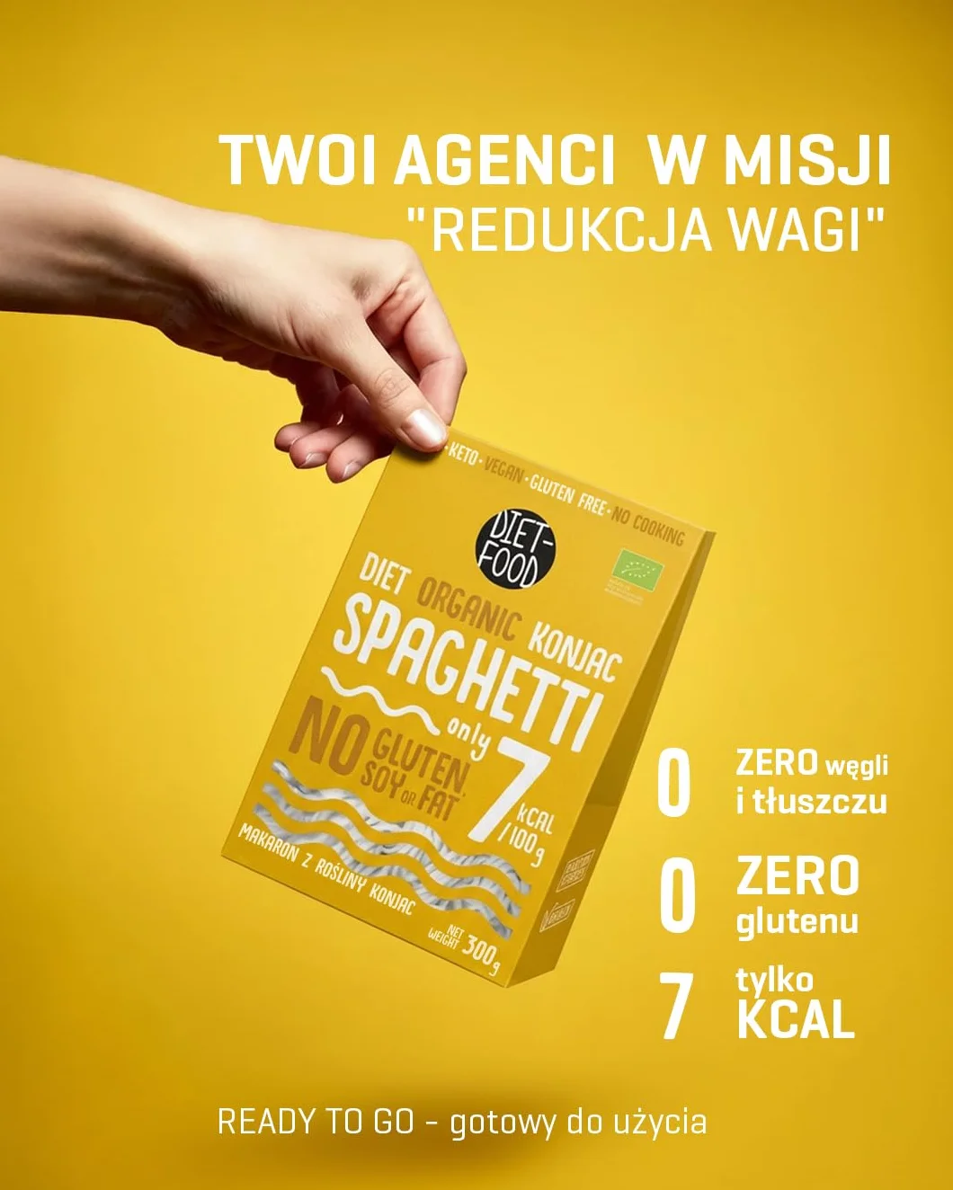 DIET-FOOD Bio Shirataki makaron spaghetti Noodles Low Carb, Konjak, niskokaloryczny, wegański, bez tłuszczu, soi, bezglutenowy, rozpuszczalny w wodzie, makaron dietetyczny, niska zawartość kalorii, 300 g (1 opakowanie)