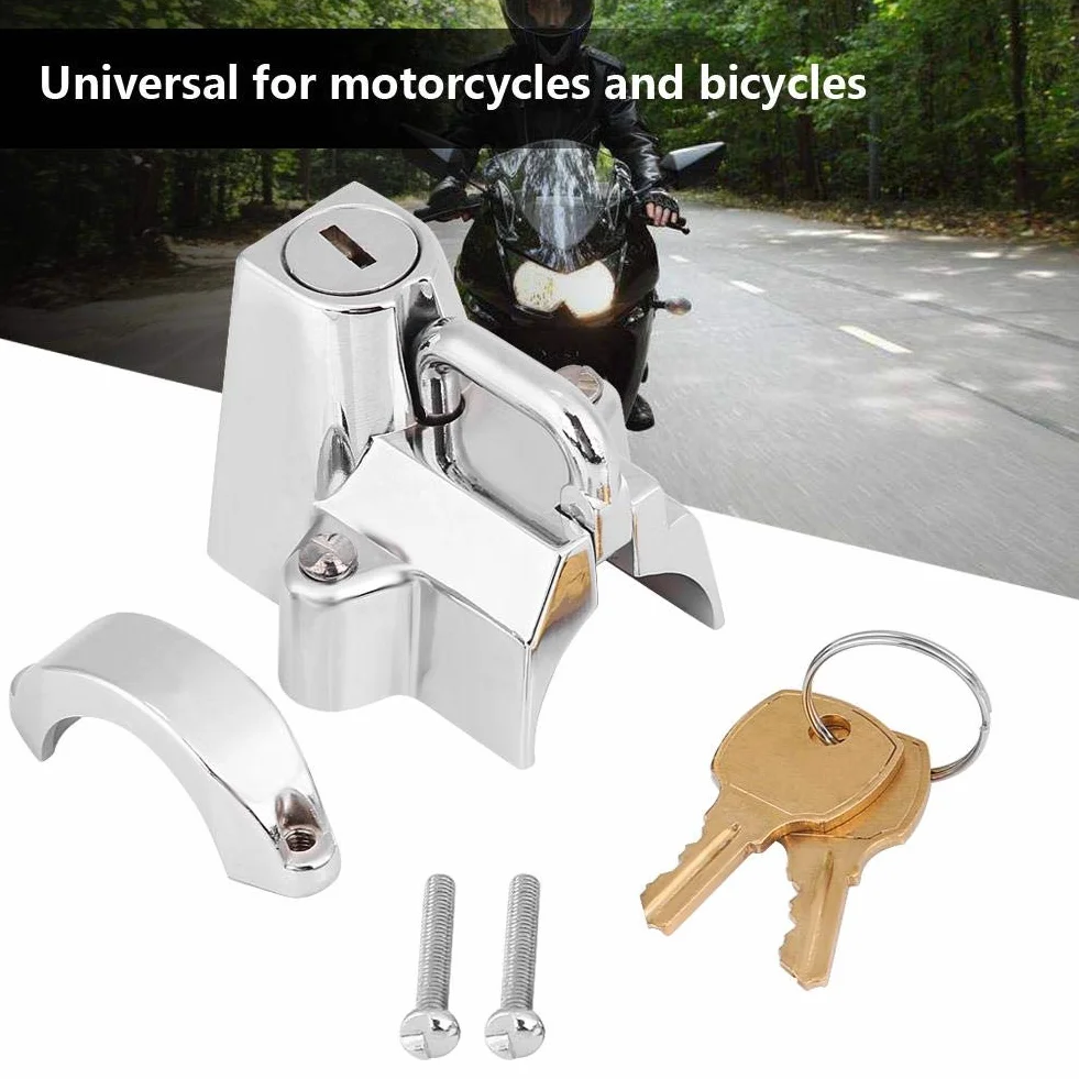 Zamek do kasku motocyklowego, 22-32 mm Uniwersalny zamek do kasku motocyklowego ze stali nierdzewnej Galwaniczny zamek na kask z 2 kluczami