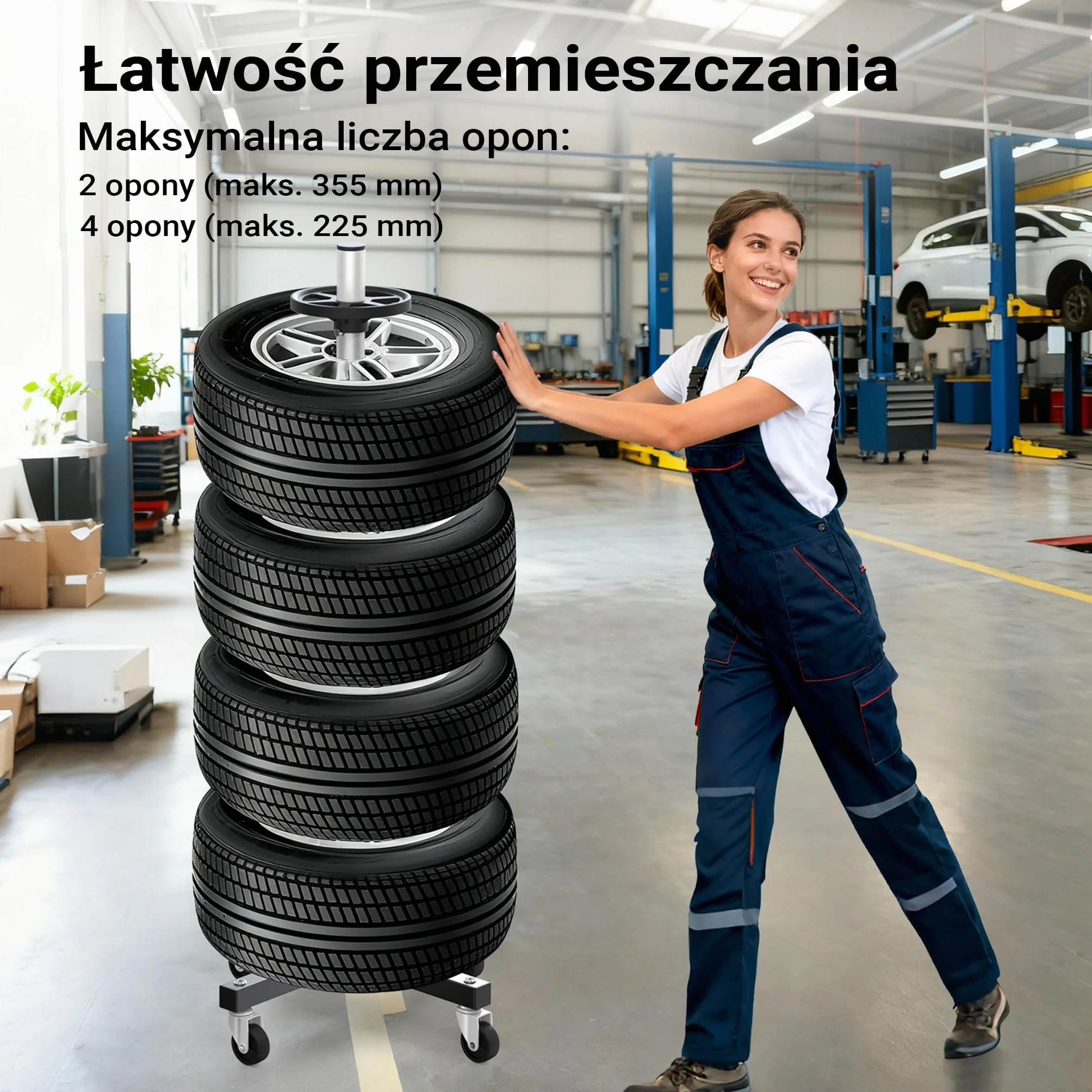 Stojak na opony Mobilny stojak na opony Stojak na opony Wózek na opony do opon 225 mm