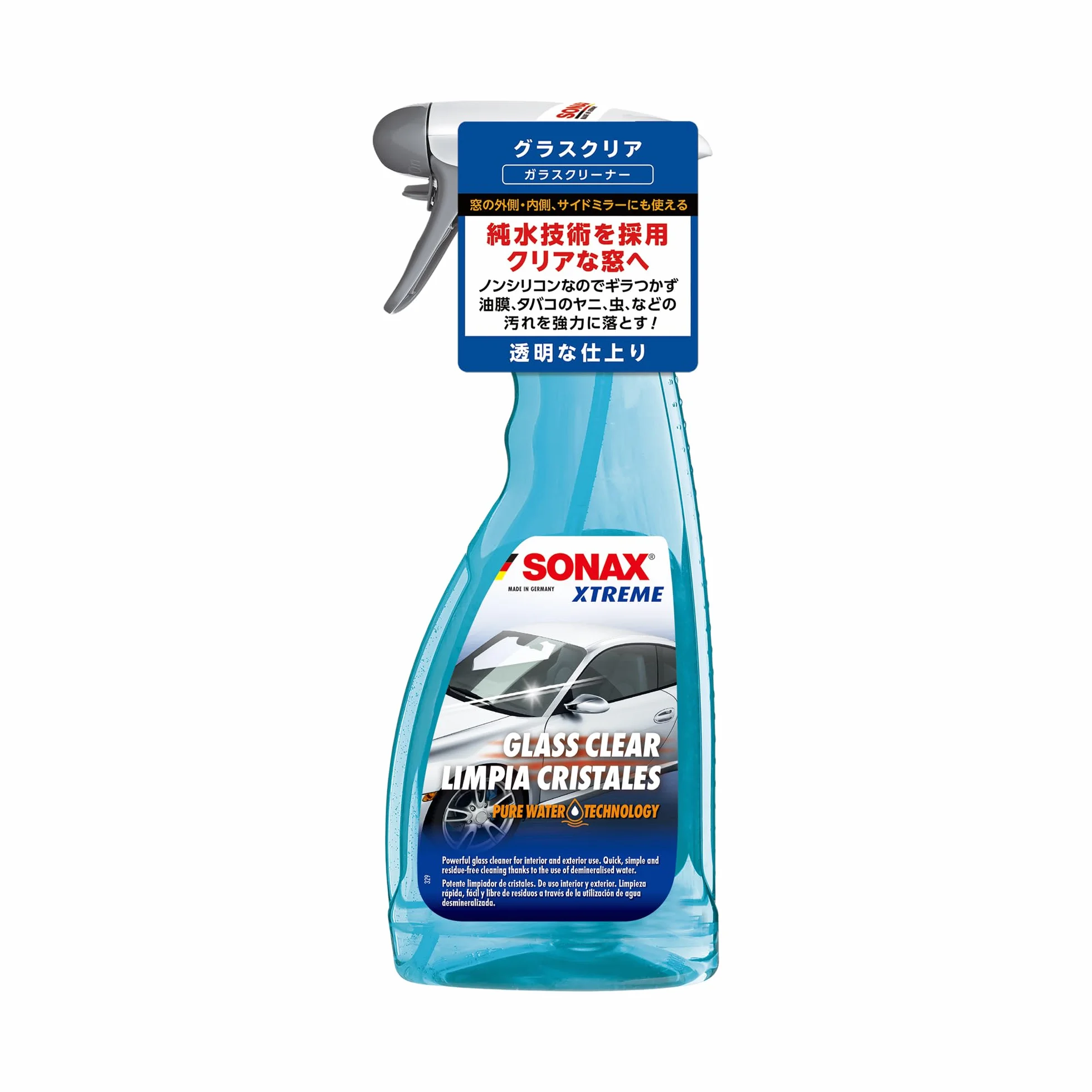 SONAX XTREME GLASS CLEAR - Technologia czystej wody (500 ml) - Wydajny środek do czyszczenia szkła do użytku wewnątrz i na zewnątrz | Nr artykułu 02382410-544