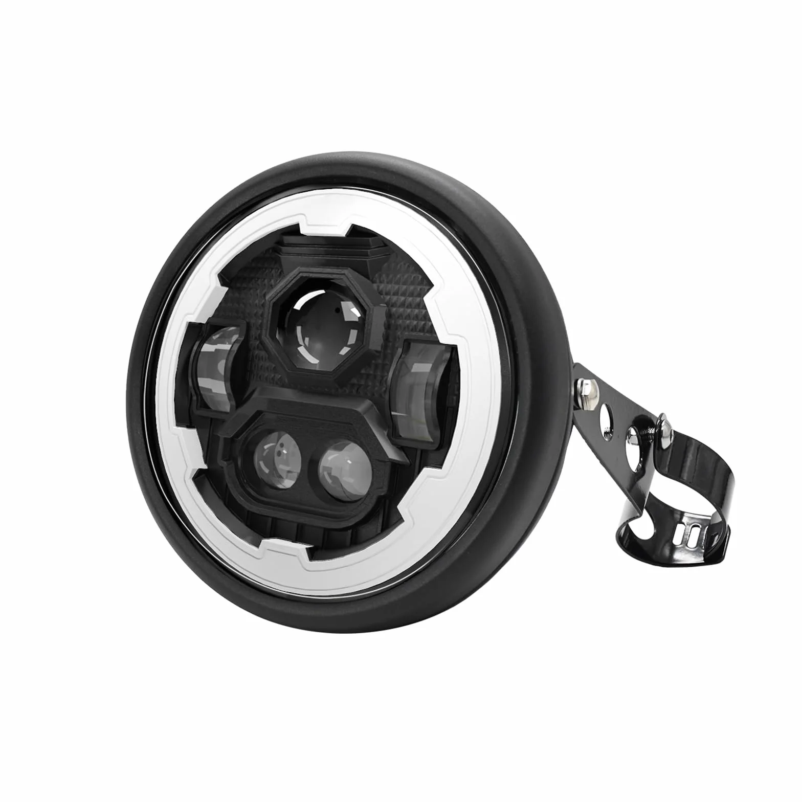 Shkalacar Reflektory samochodowe LED do motocykli, 7" LED, przednie reflektory motocyklowe z wiadrem obudowy i kierunkowskazy wiązki górnej/niskiej, narożne oczy DRL, okrągły reflektor LED