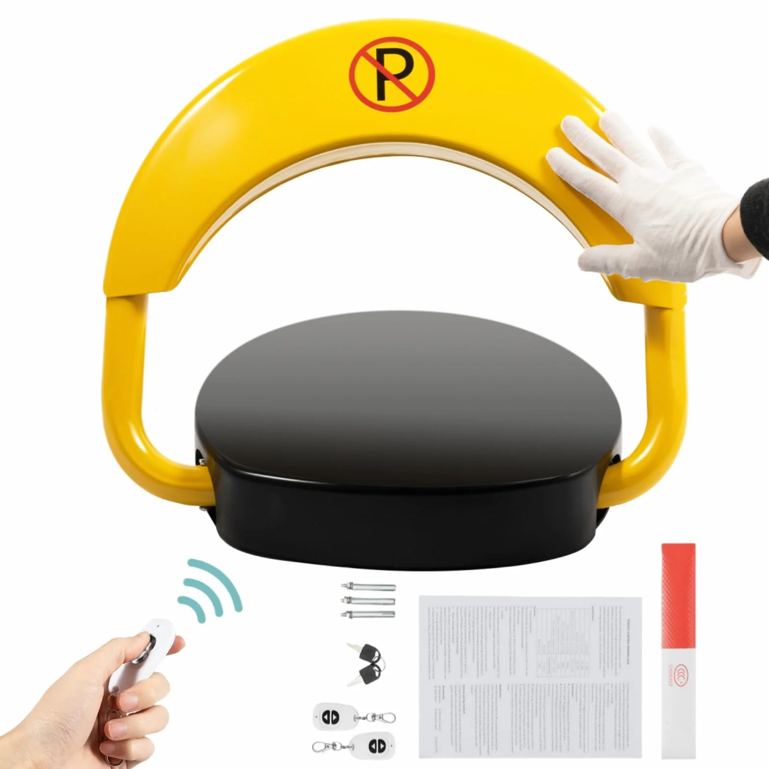 Blokada parkingowa z pilotem zdalnego sterowania, ochrona przed kolizją, składana, 180°, wodoszczelna, automatyczna blokada parkowania, z 2 pilotami zdalnego sterowania, inteligentna blokada