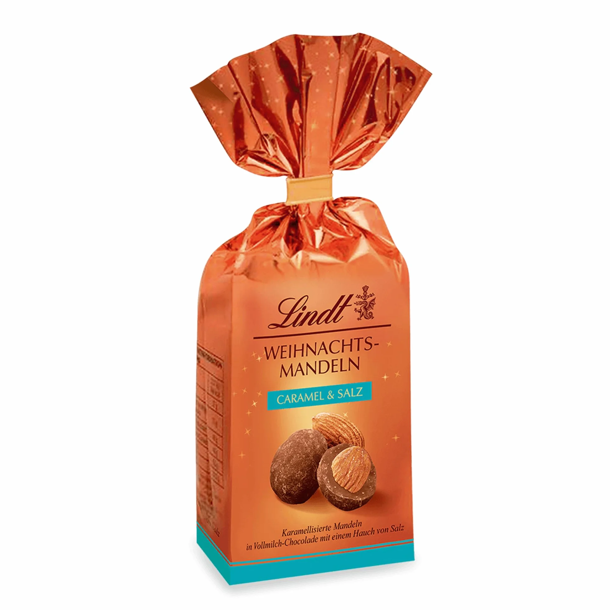 Lindt Czekoladowe migdały na Boże Narodzenie z solą 100 g woreczek prezent