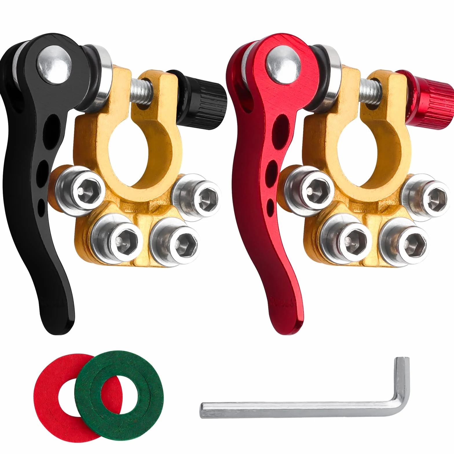 2 szt. 4-drożne zaciski akumulatora 12 V, zaciski akumulatora samochodowego 12 V Quick Release mosiężne zaciski akumulatora do samochodów, vanów, statków, kamperów 12/24/60 V