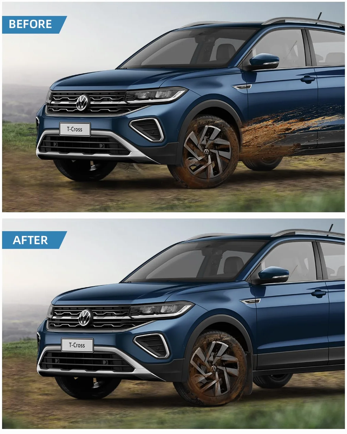 Chlapacze dla VW T-Cross 2025 2024 2023 2022 2021 2020 2019, Błotniki Przednie i Tylne ze Śrubami Montażowymi, Błotniki na Każdą Pogodę Akcesoria Nie Wymaga Wiercenia [4 Sztuki]