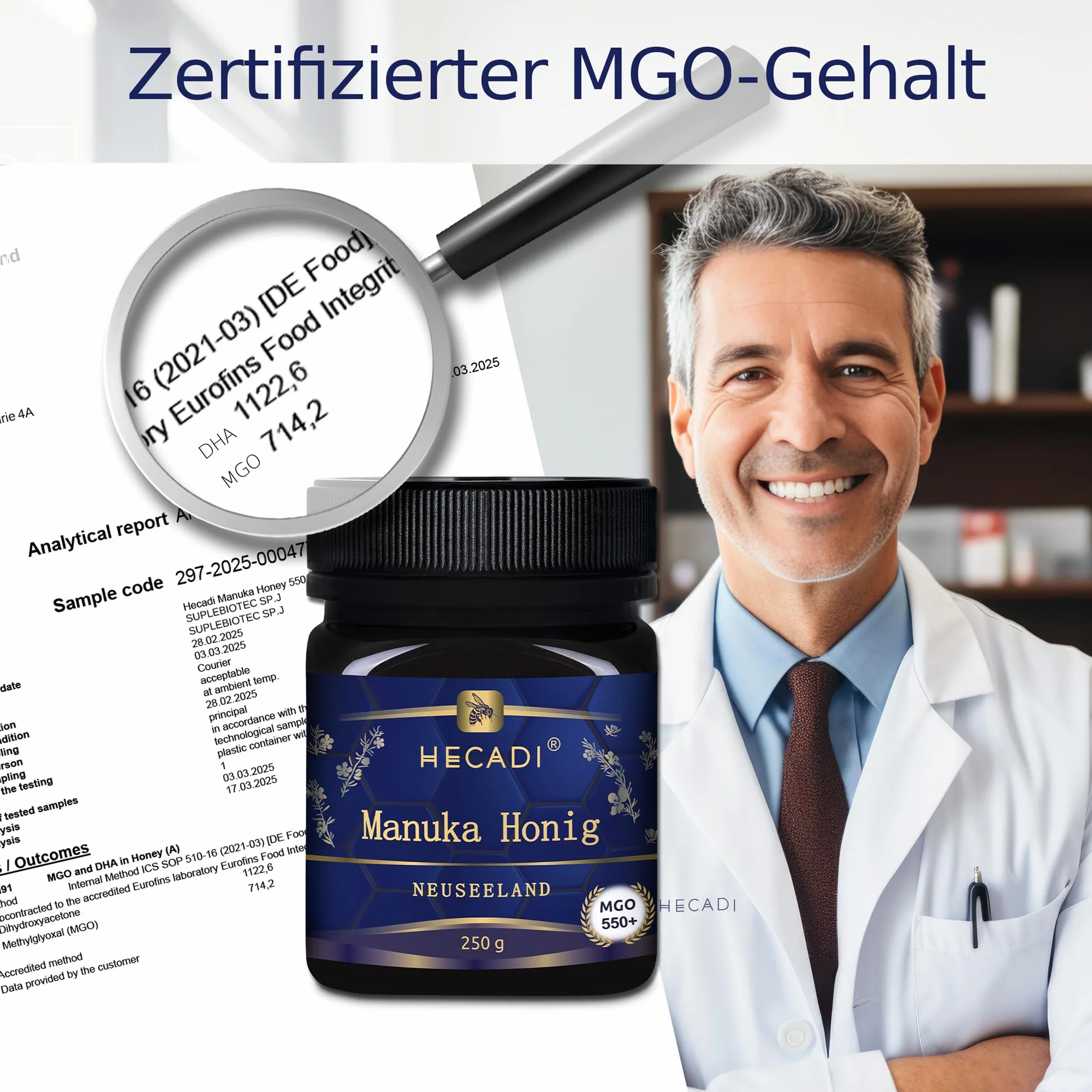 Miód Manuka 550+ Oryginalny Miód z Nowej Zelandii I z certyfikowaną i gwarantowaną zawartością MGO 250g
