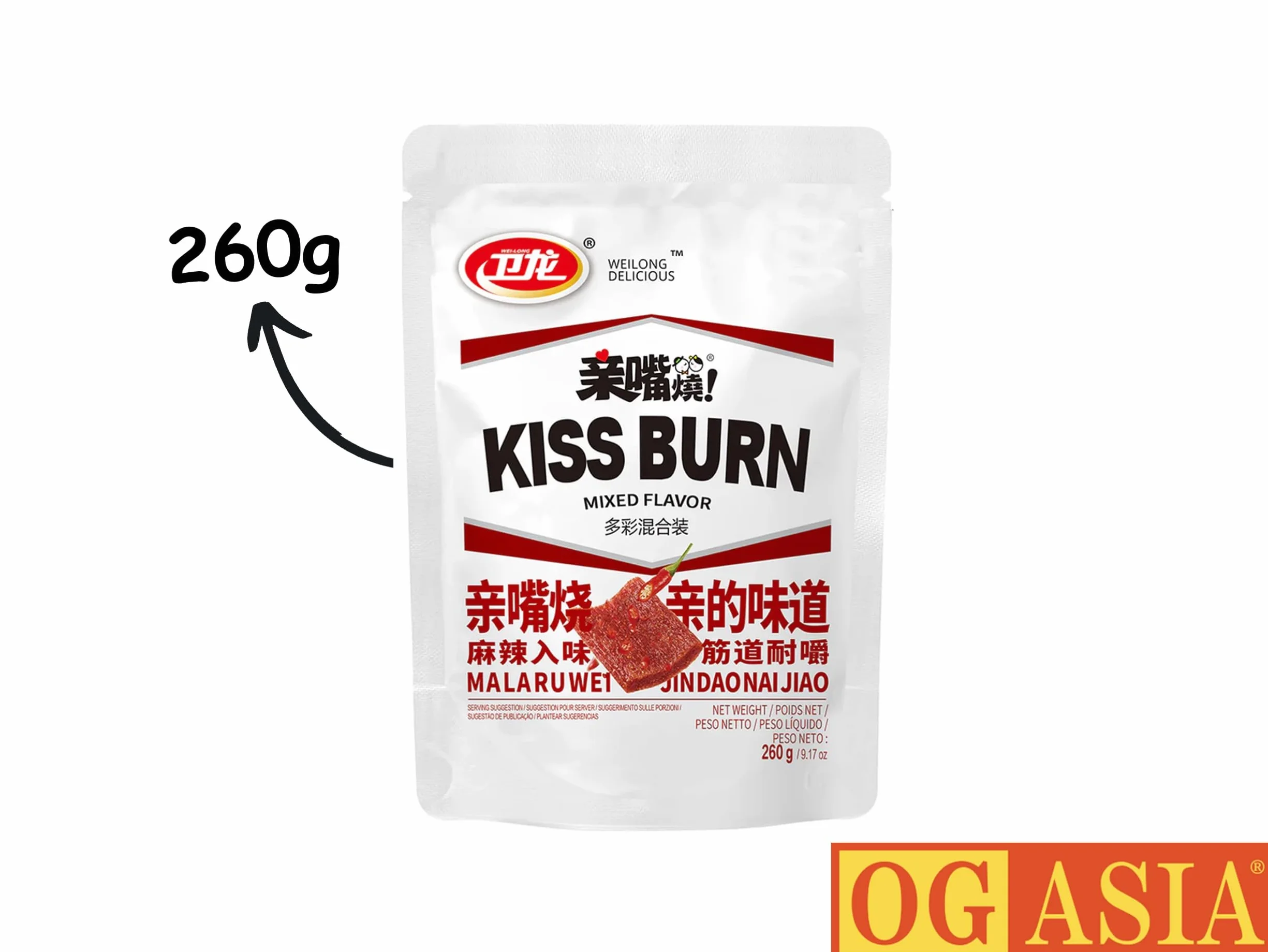 Weilong Kiss-Burn – przekąski bezglutenowe o mieszanych smakach – chińska soja i przekąski tofu – OG ASIA – 260 g