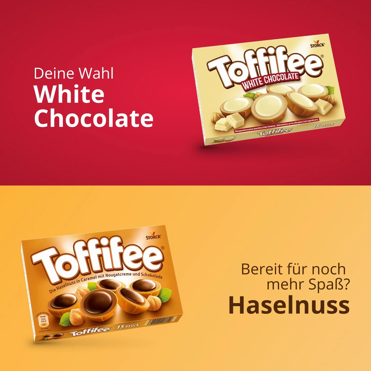 Toffifee White Chocolate – 1 x 125 g – orzech laskowy w karmelu z jasnym kremem i białą czekoladą – idealny do wspólnego podjadania i dzielenia się