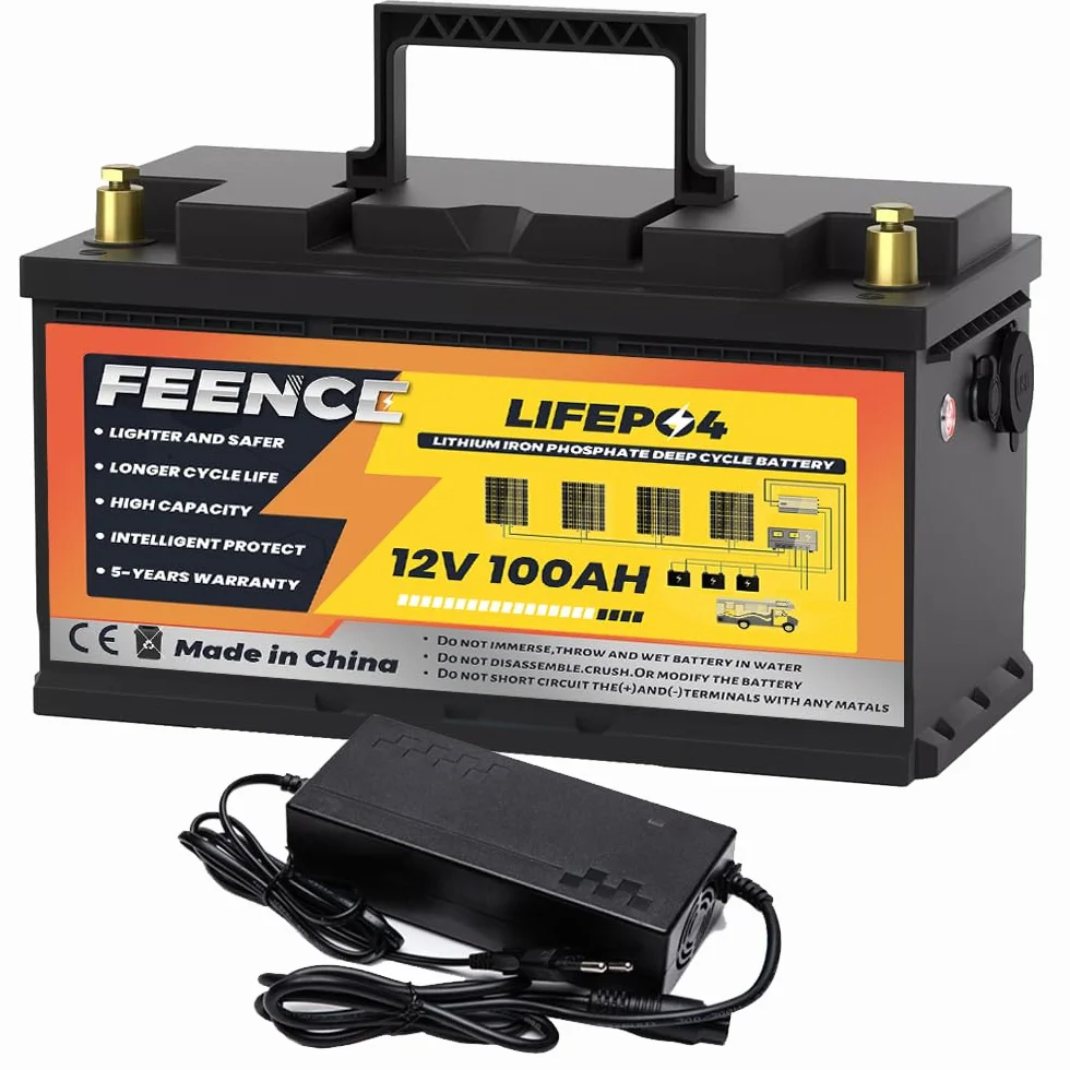 Akumulator litowy Bluetooth 12 V LiFePO4 100 Ah, akumulator litowy Deep Cycle 8000 12 V 100 Ah, akumulator samochodowy Wbudowany akumulator BMS LiFePO4 100 A do pojazdów kempingowych,