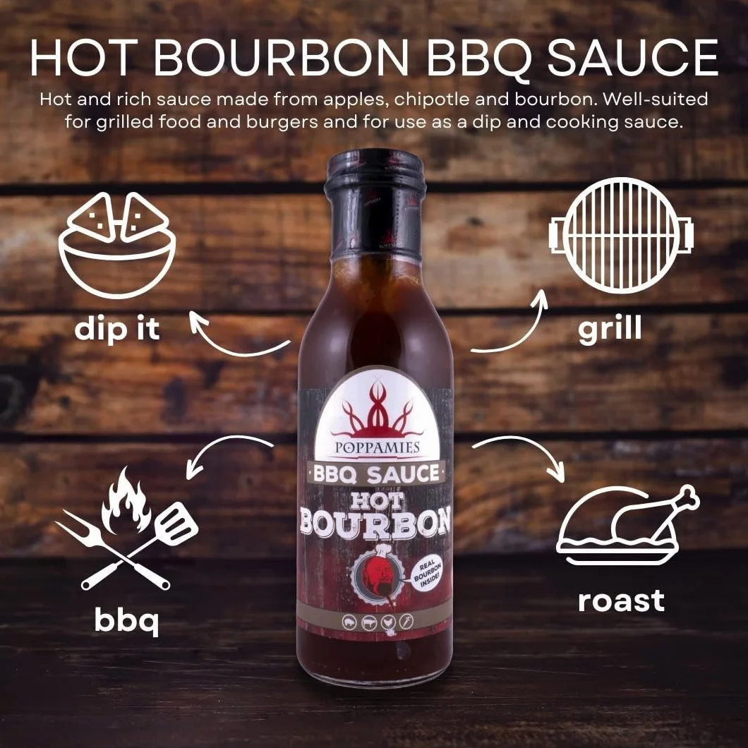 Sos BBQ Poppamies Hot Bourbon 410g