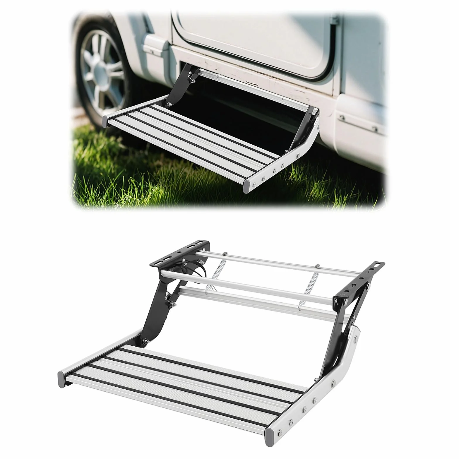 Schodki do kampera Składane Schodki do kampera z aluminium Wodoodporne Schodki do kempingowego zamieszkania z paskami LED Do 200KG Schodki do kempingowego zamieszkania dla ciężarówek