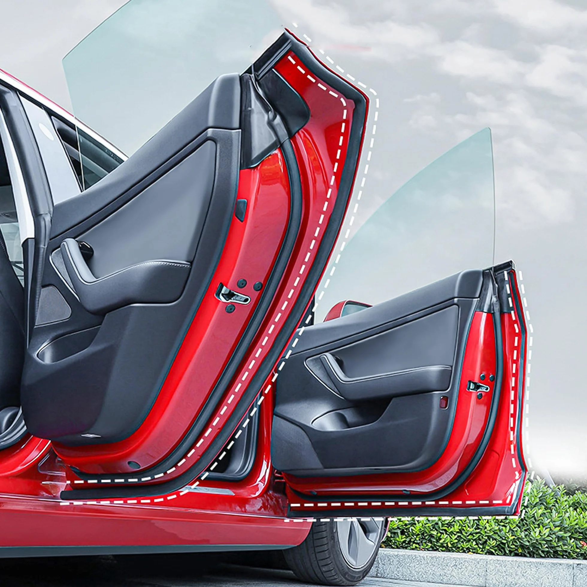 Arcoche Zestaw uszczelek do drzwi Tesla Model 3, automatyczna redukcja dźwięku, dźwiękoszczelna gumowa listwa, redukcja hałasu wiatru, listwa uszczelniająca do modelu 3
