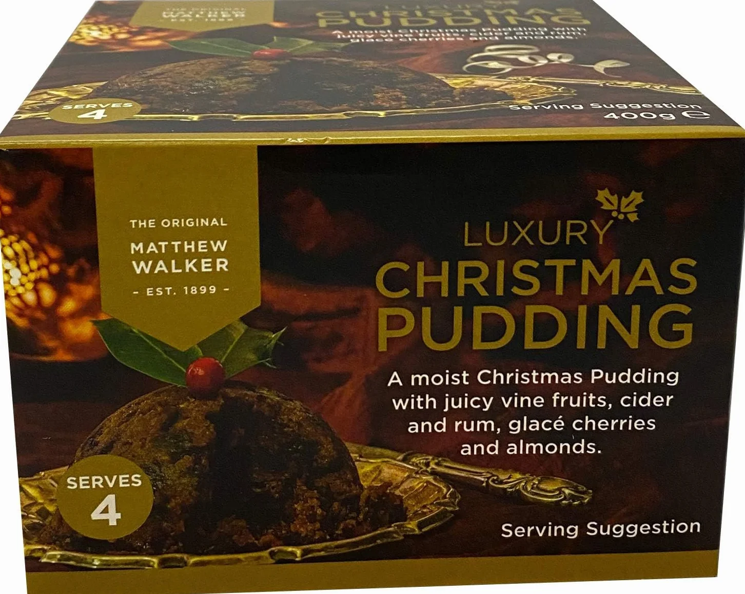 Matthew Walker Luxury tradycyjny brytyjski budynek bożonarodzeniowy (Christmas Pudding) 400 g x 1 średni rozmiar