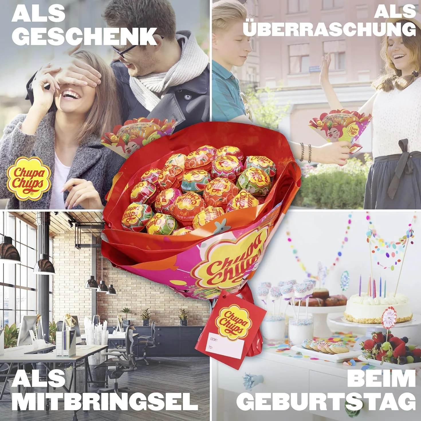 Chupa Chups Lolli Flower Bukiet z Lizaków, Mieszanka Owoców, 19 sztuk