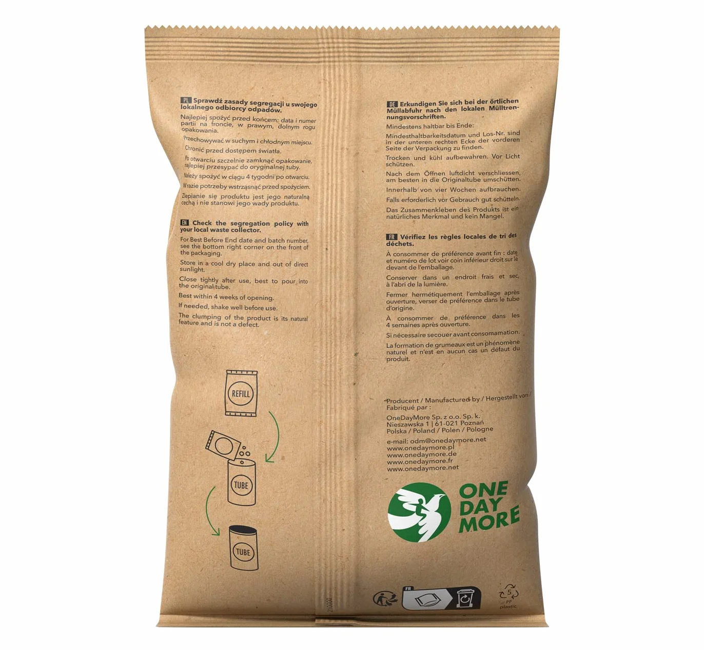 OneDayMore Granola Proteinowa Refill Pack | Refill 4-pak x  400 g | 28% białka | Dużo owoców, bez syropu glukozowo-fruktozowego i oleju palmowego | Ekonomiczny zestaw