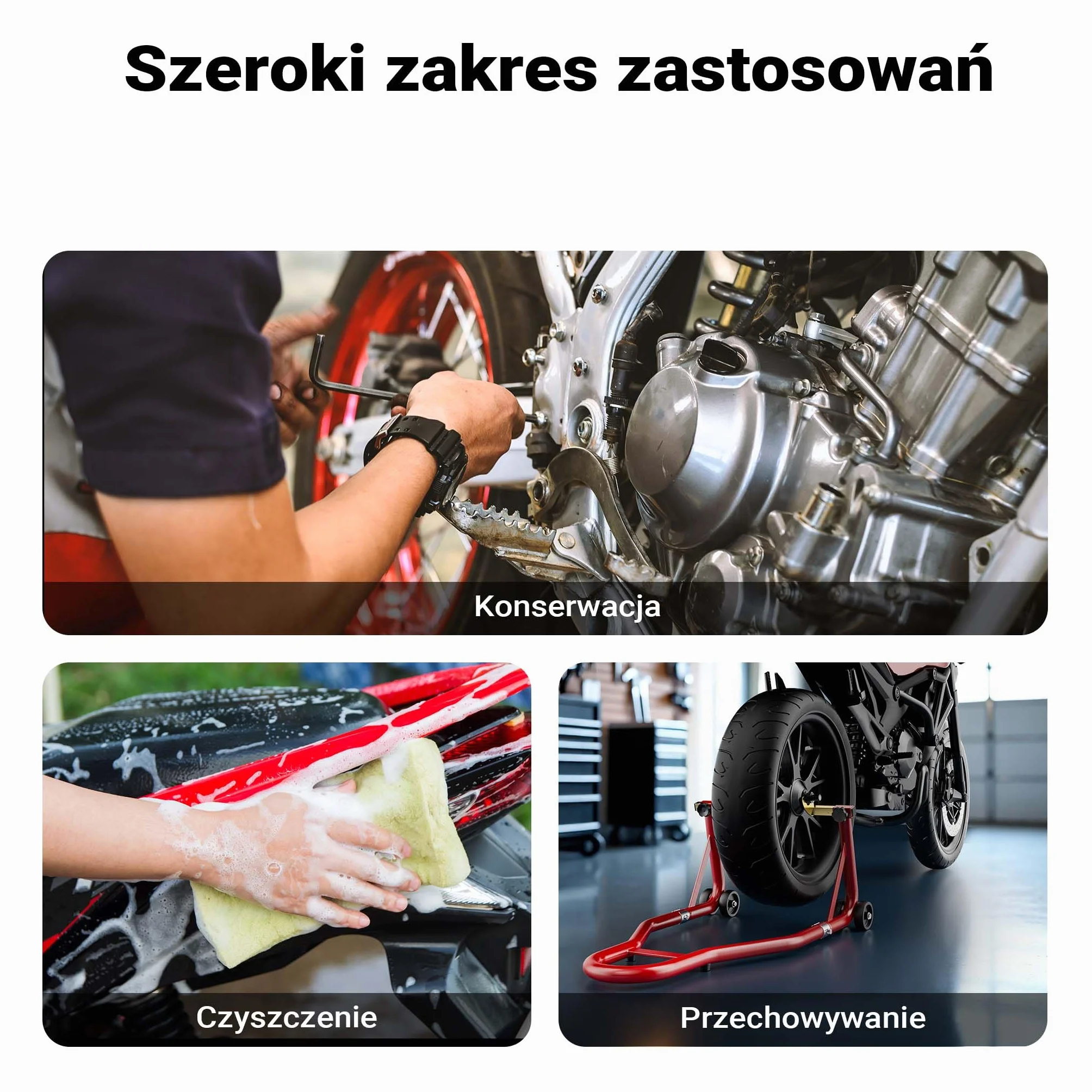 Wiltec Stojak na motocykl o wymiarach 370 x 325 mm do tylnego koła o szerokości 200-340 mm, stojak do serwisu koła motocyklu