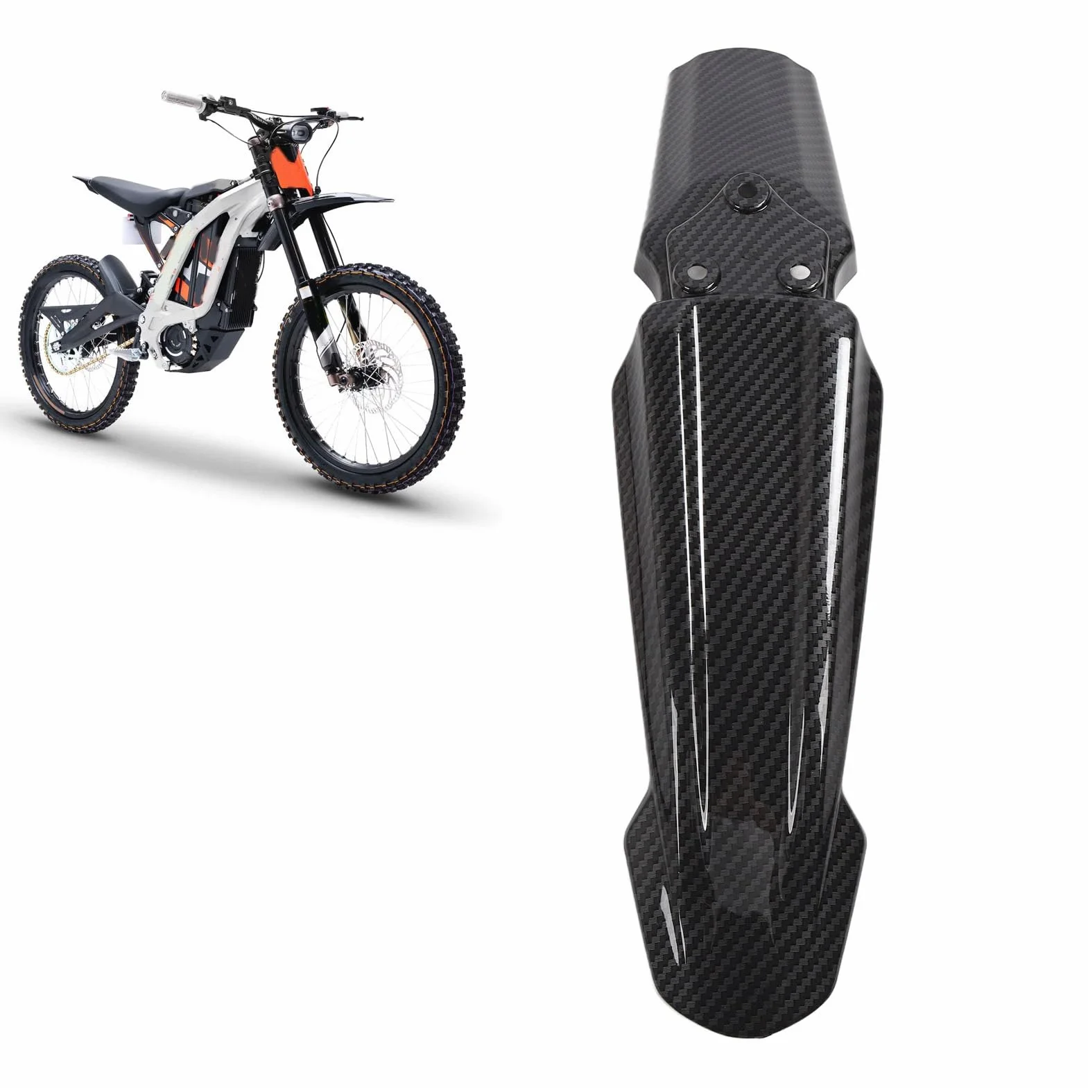 Asixxsix Przedni Błotnik Motocykla Osłona Przeciwbłota, Osłona Przeciwbryzgowa, Osłona Błotnika dla SurRon Light Bee X S, Czarny, ABS, Węglowe