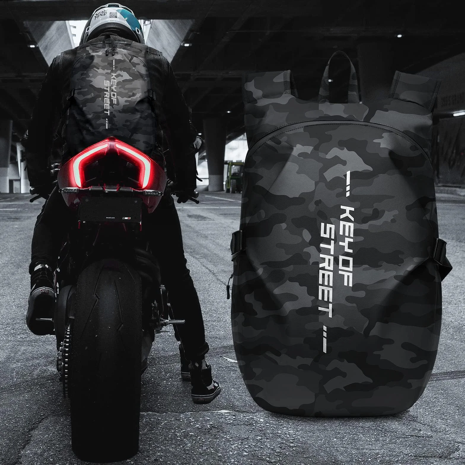 Plecak Motocyklowy Lekki Torba na Kask Motocyklowy wodoodporny plecak na kask duża pojemność plecaki podróżne Plecaki motocyklowe dla mężczyzn i kobiet,Co Czarny L
