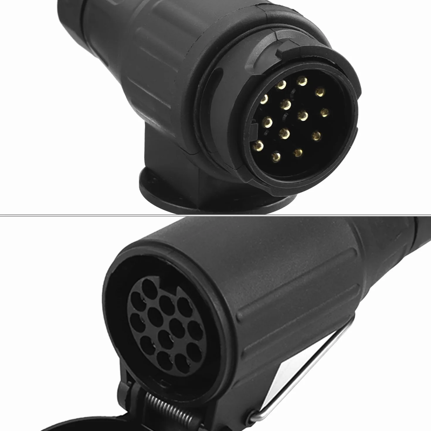 QWORK® 2-metrowy kabel adaptera przyczepy 13 do 13 pinów, 12V spiralny kabel przedłużający do przyczepy z wtyczką i gniazdem do przyczep kempingowych, kamperów, RV-ów, traktorów, przyczep do łodzi