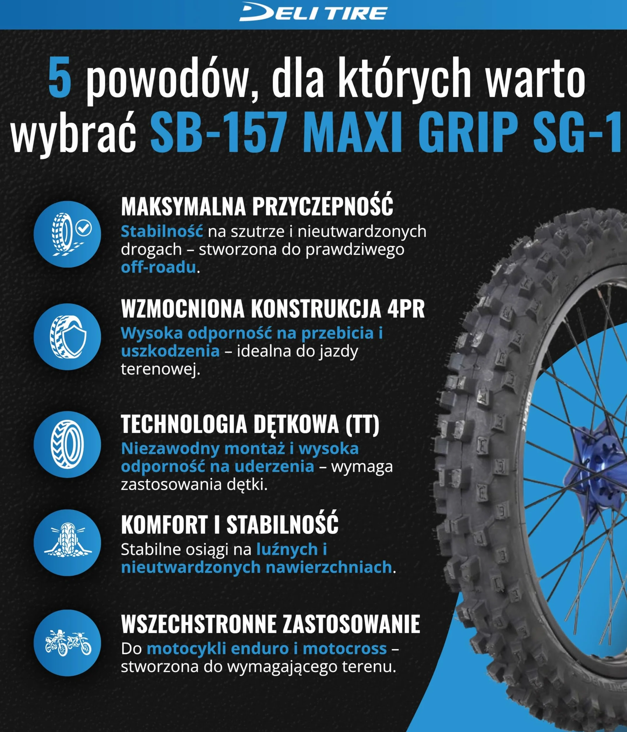 Opona DELI SB-157 70/100-19 MAXI GRIP SG-1 NEW Przód