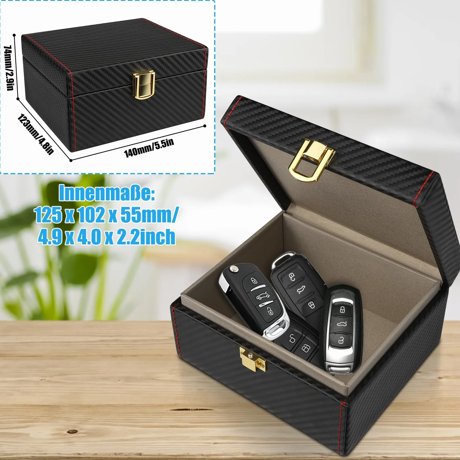 Diyife Keyless Go Faraday pudełko i sakiewka 2 czarne 5-7 kluczyków zabezpieczenie RFID 14,0 × 12,3 × 7,4 cm