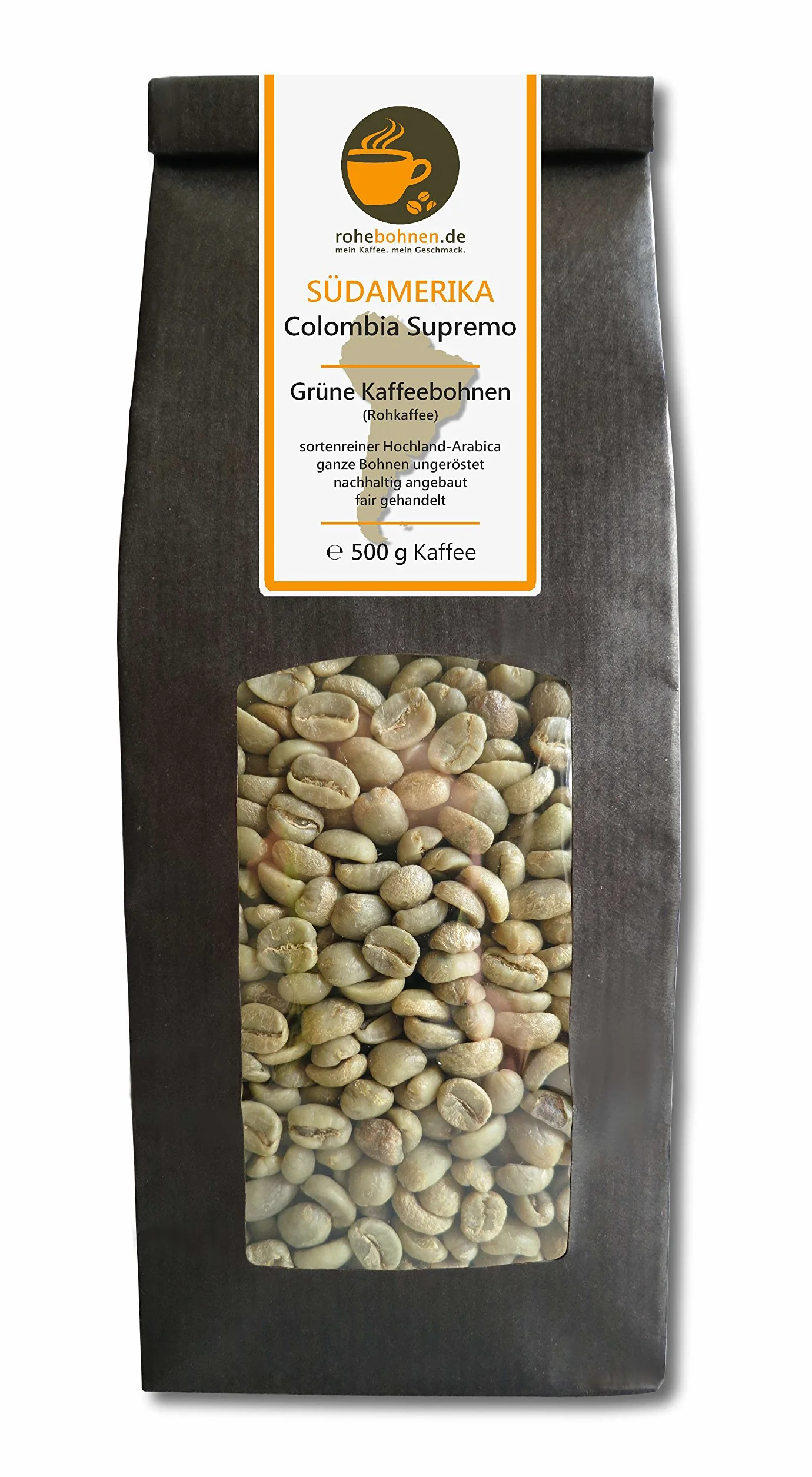 Zielona kawa Kolumbia Supremo surowe ziarna 1000g certyfikat GMP