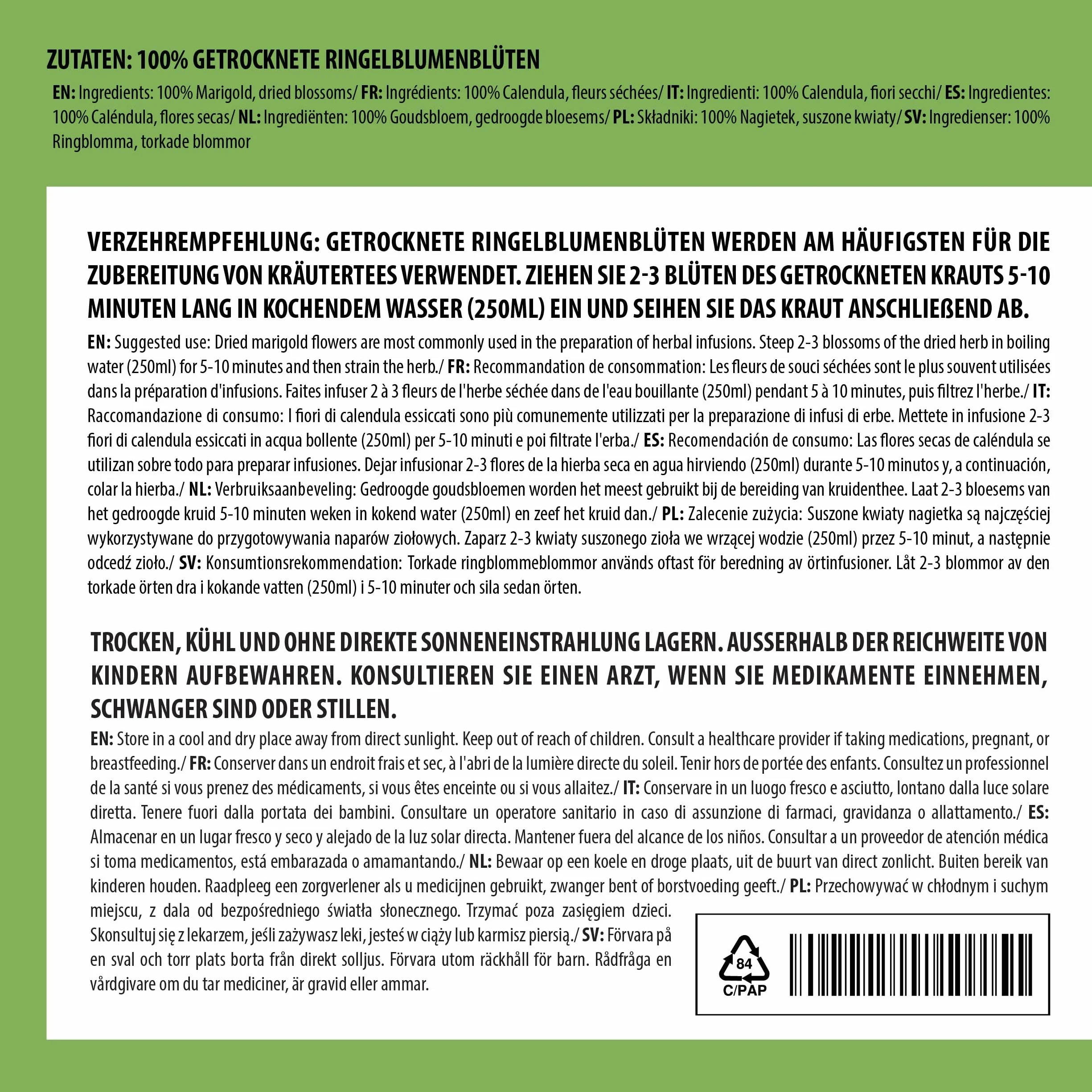 Alpi Nature Herbata z Nagietka 125g Całe Suszone Kwiaty Nagietka