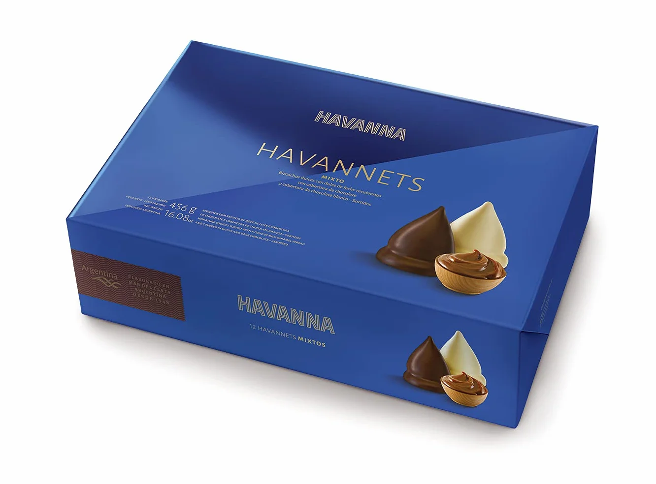 Havanna Havannets mix czekoladowe i białoczekoladowe stożki w polewie z nadzieniem dulce de leche 12 sztuk 456g