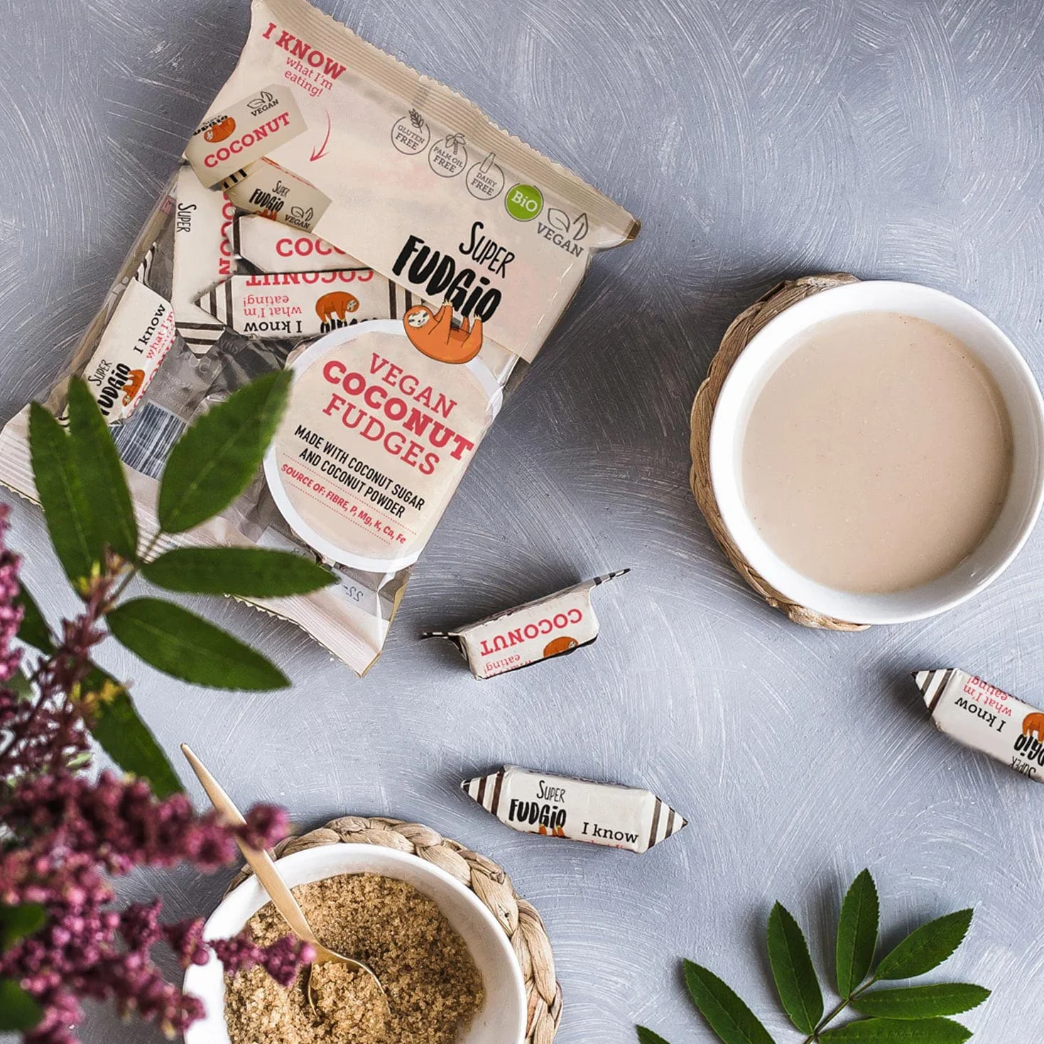 SUPER FUDGiO Cukierki krówki VEGAN bez cukru - z naturalnych składników - bez oleju palmowego - ze 100% ekologicznym mlekiem kokosowym i cukrem kokosowym | kokosowe