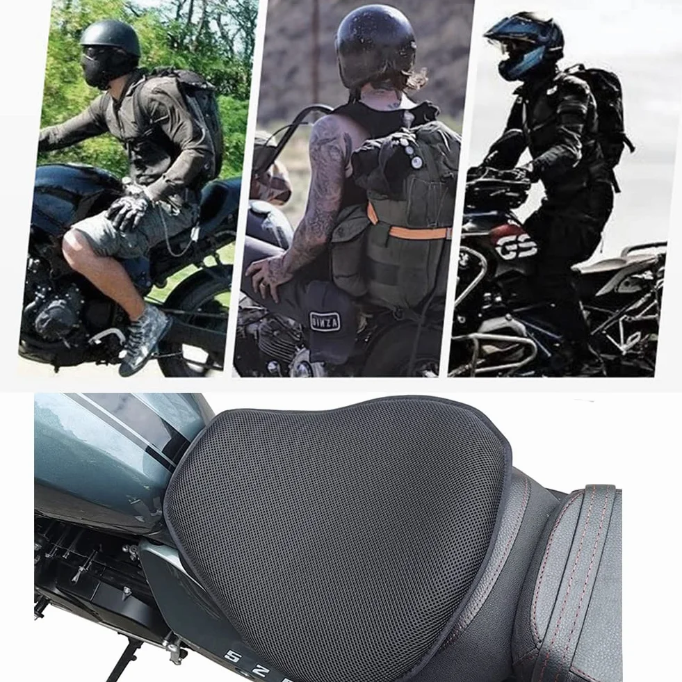 Motocyklowa żelowa poduszka siedziska Amortyzująca i antypoślizgowa poduszka na siedzenie motocykla do jazdy na długich dystansach