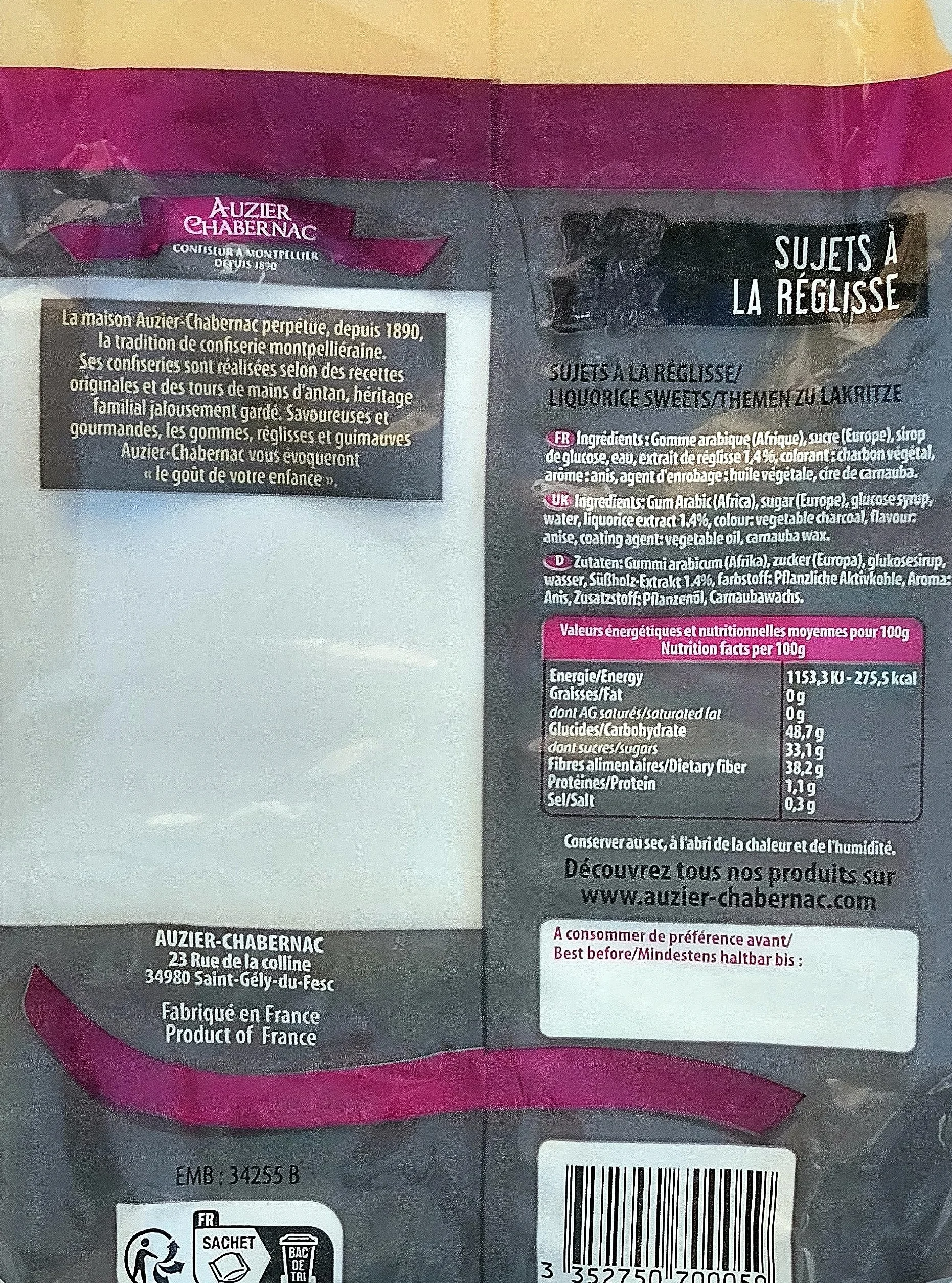 AUZIER CHABERNAC Małe tematy lukrecji - Tradycyjne wyroby cukiernicze: (Torba 400 g: Zestaw 1 szt.)