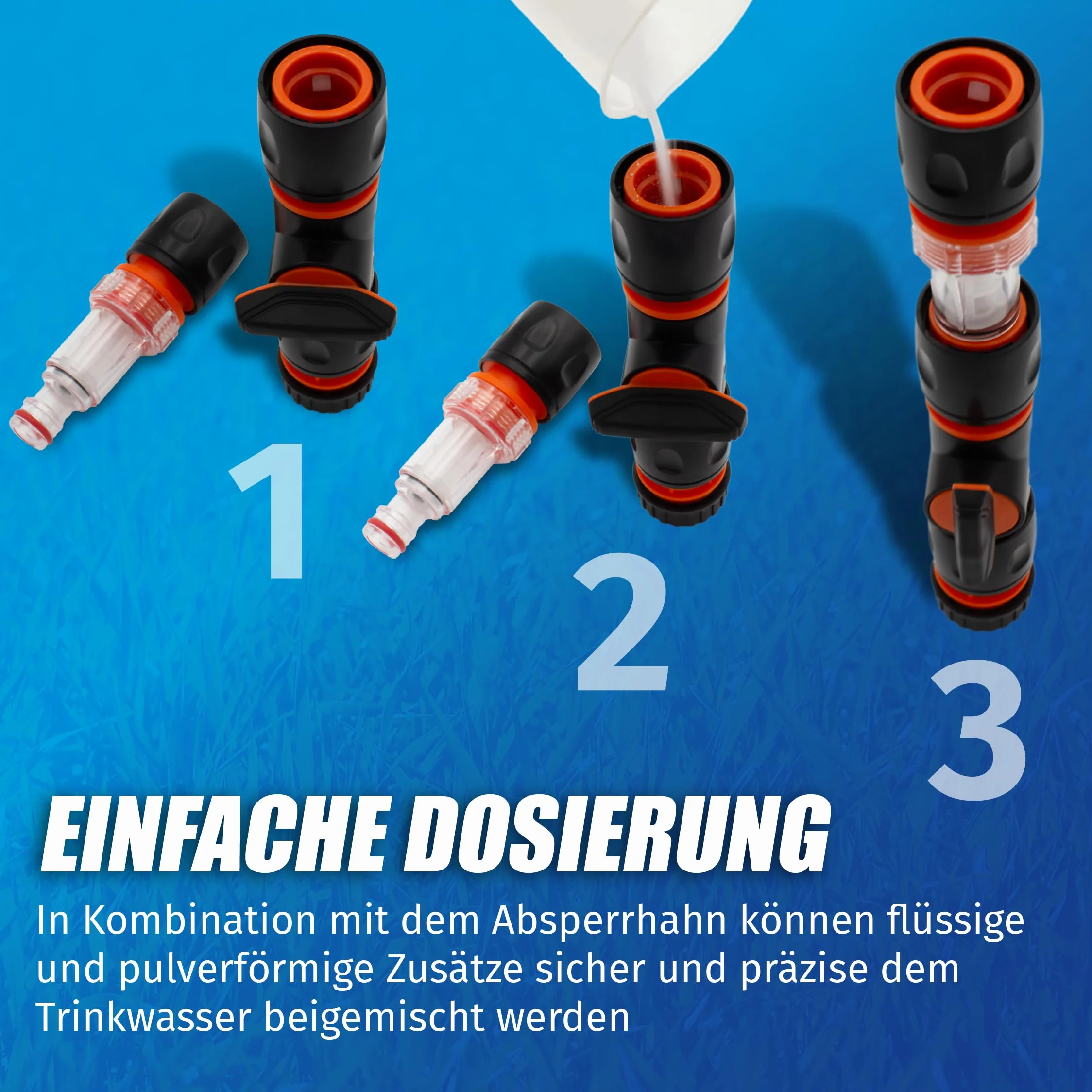 MaJoCompTec® WATERTWIN adapter do zbiornika na wodę | kompatybilny z Gardena | zawór odcinający filtru wody z przyłączem do kranu | akcesoria do króćca napełniania zbiornika na wodę do samochodów