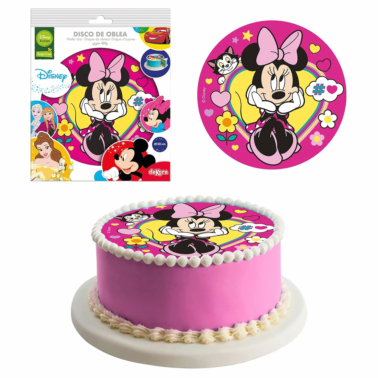 Dekora 114381 Disney Minnie Mouse topper na tort z jadalnego papieru 20 cm, wielokolorowa, 20 cm