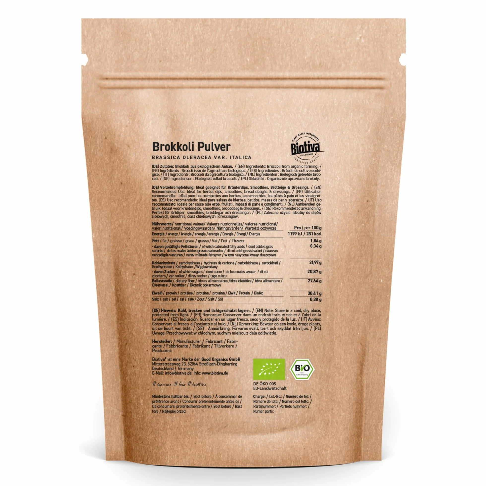 Biotiva Proszek brokułowy 100 g bez dodatków wegański DE-ÖKO-005