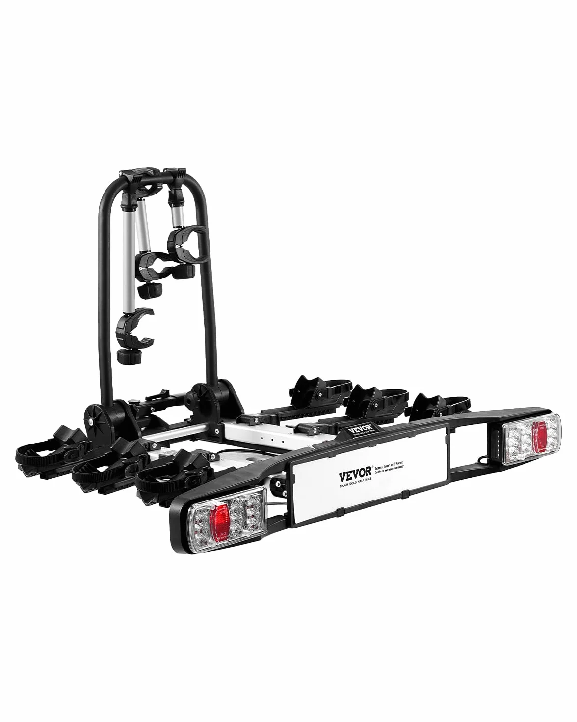 VEVOR Składany bagażnik rowerowy 5 cm 3 rowery 65 kg z tylnym światłem